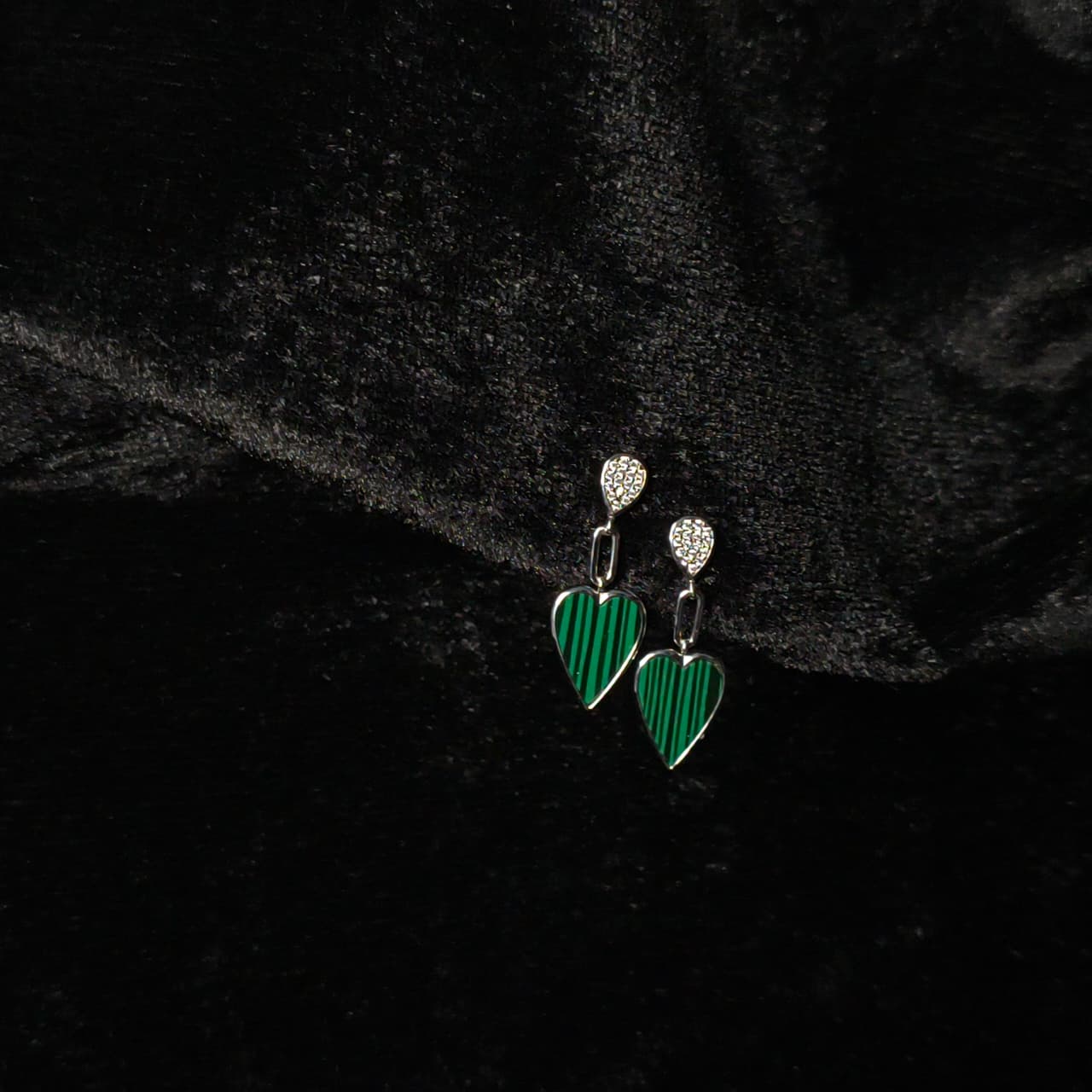Silver Drop Heart Earrings Small