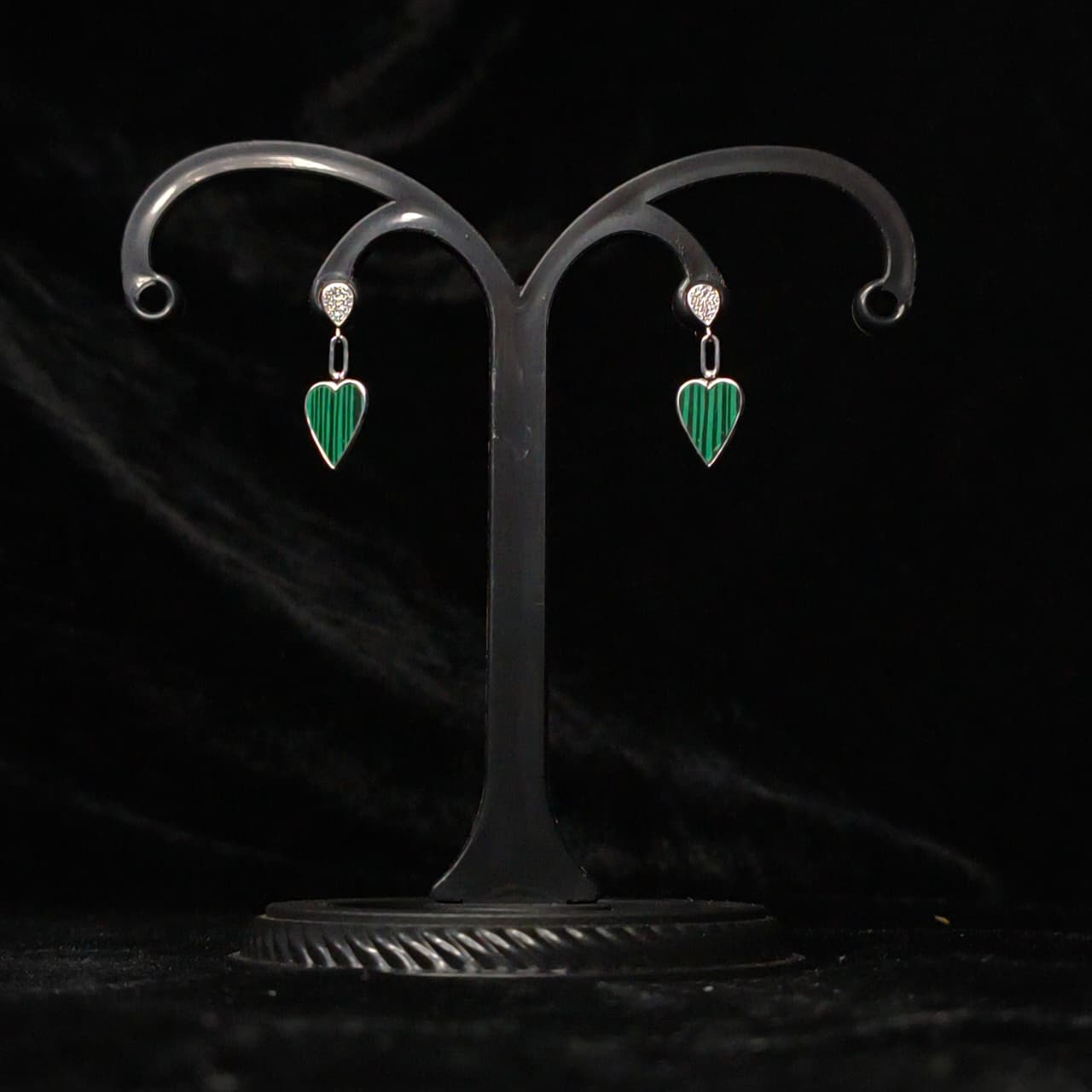 Silver Drop Heart Earrings Small
