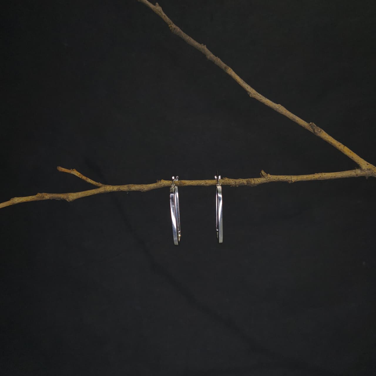 Silver Minimalist Rectangle Hoop Earring