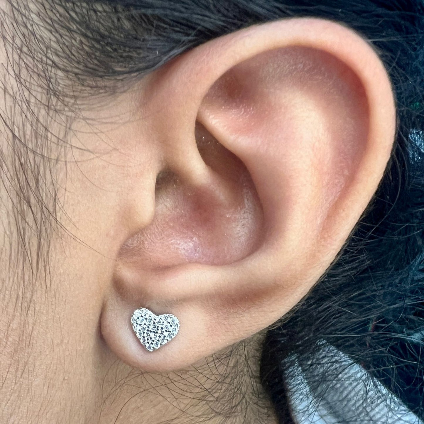 Silver Layered Pave Heart Necklace Set