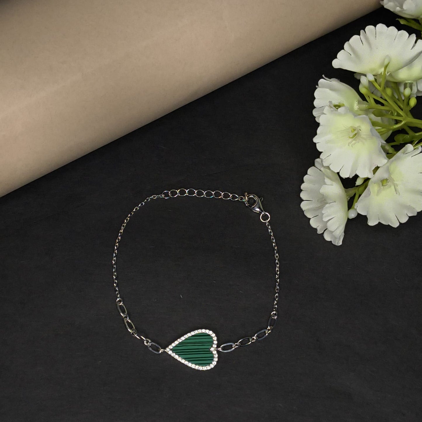 Silver Verdant Heart Bracelet