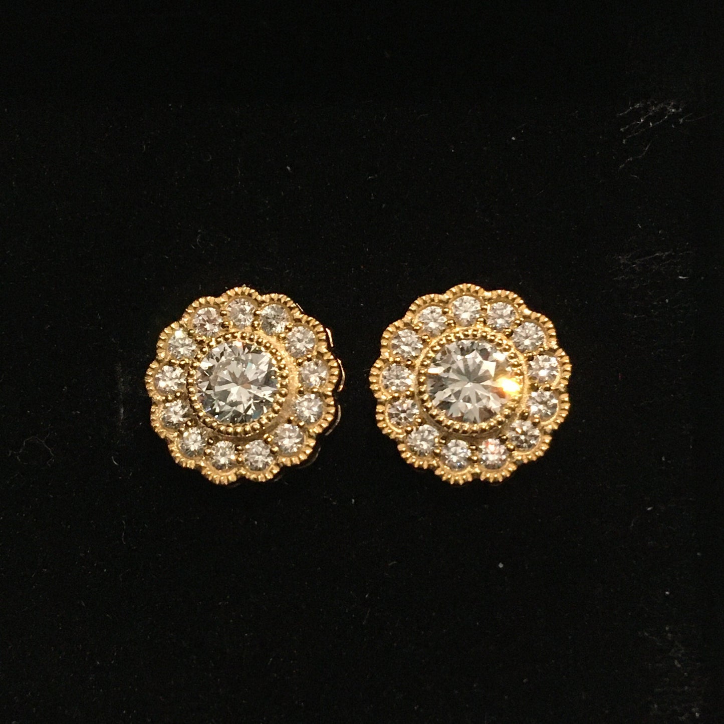 Huge Diamond Cluster Gold Earring