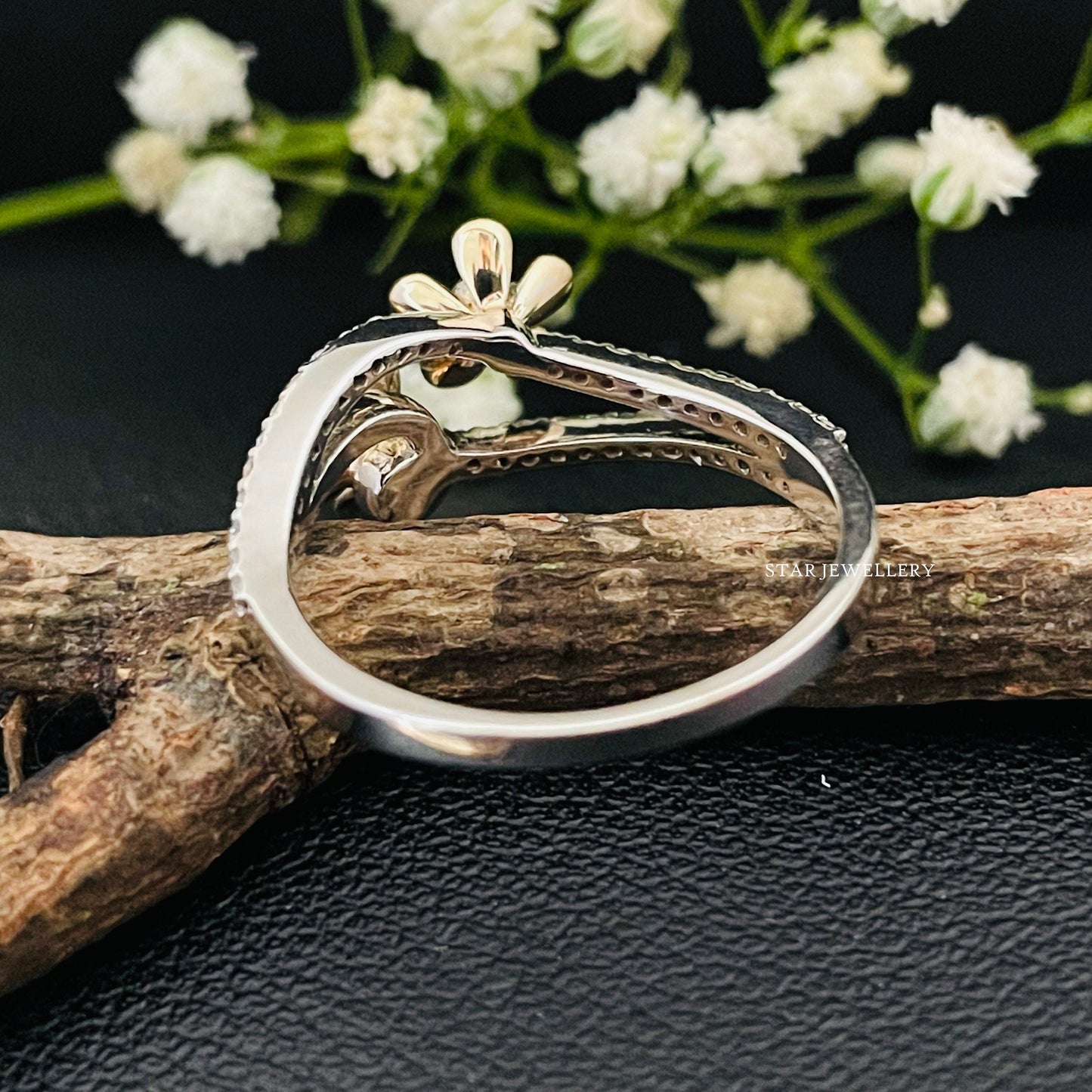 Twin Flower LAB Diamond Ring