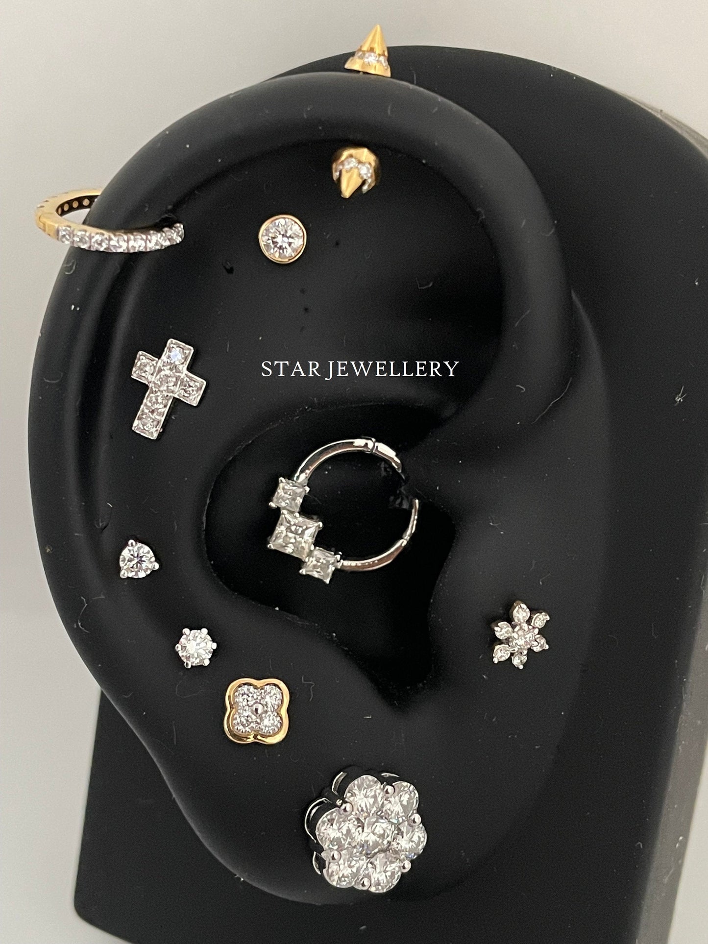 Genuine Princess Cut Diamond Trio Stone Septum Clicker