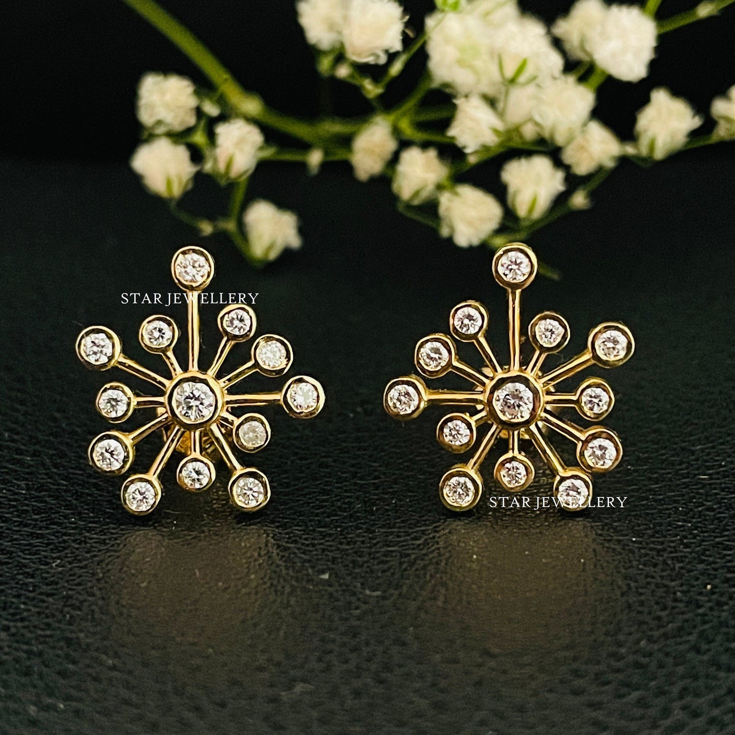 14K Gold Diamond Firework Earring