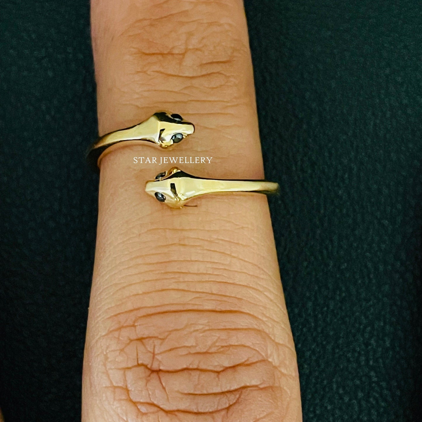 Antique 14K Solid Gold Dual Snake Open Ring