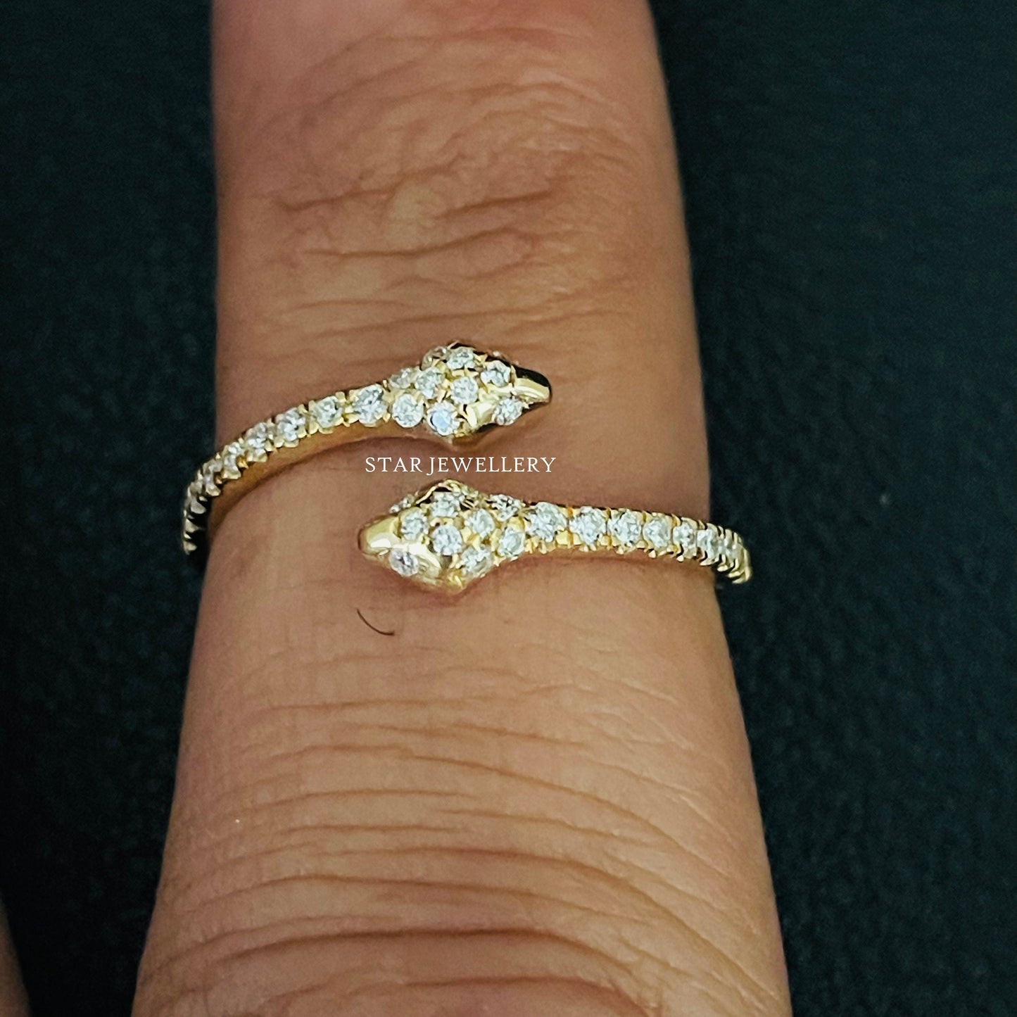 Dual Head Lab Grown Diamond Snake Ring