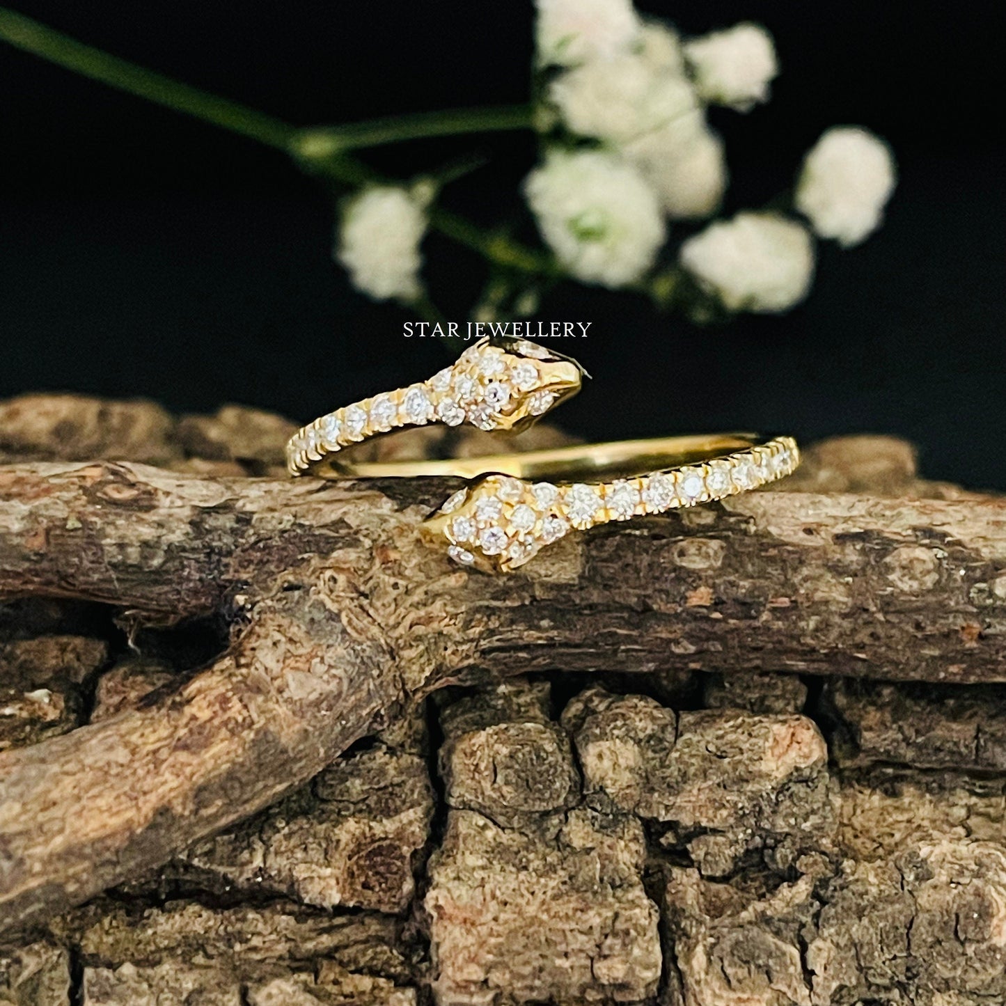 Dual Head Lab Grown Diamond Snake Ring