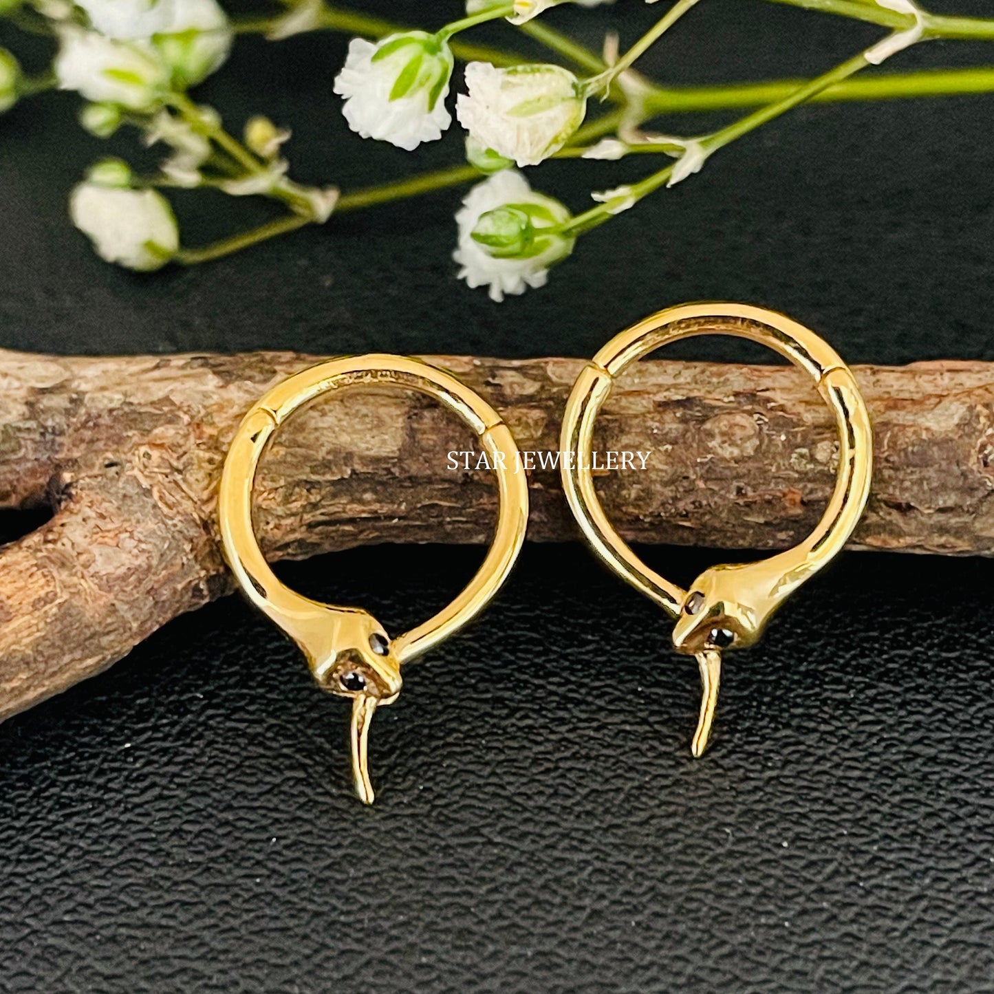 14K Solid Gold Snake Daith Piercing