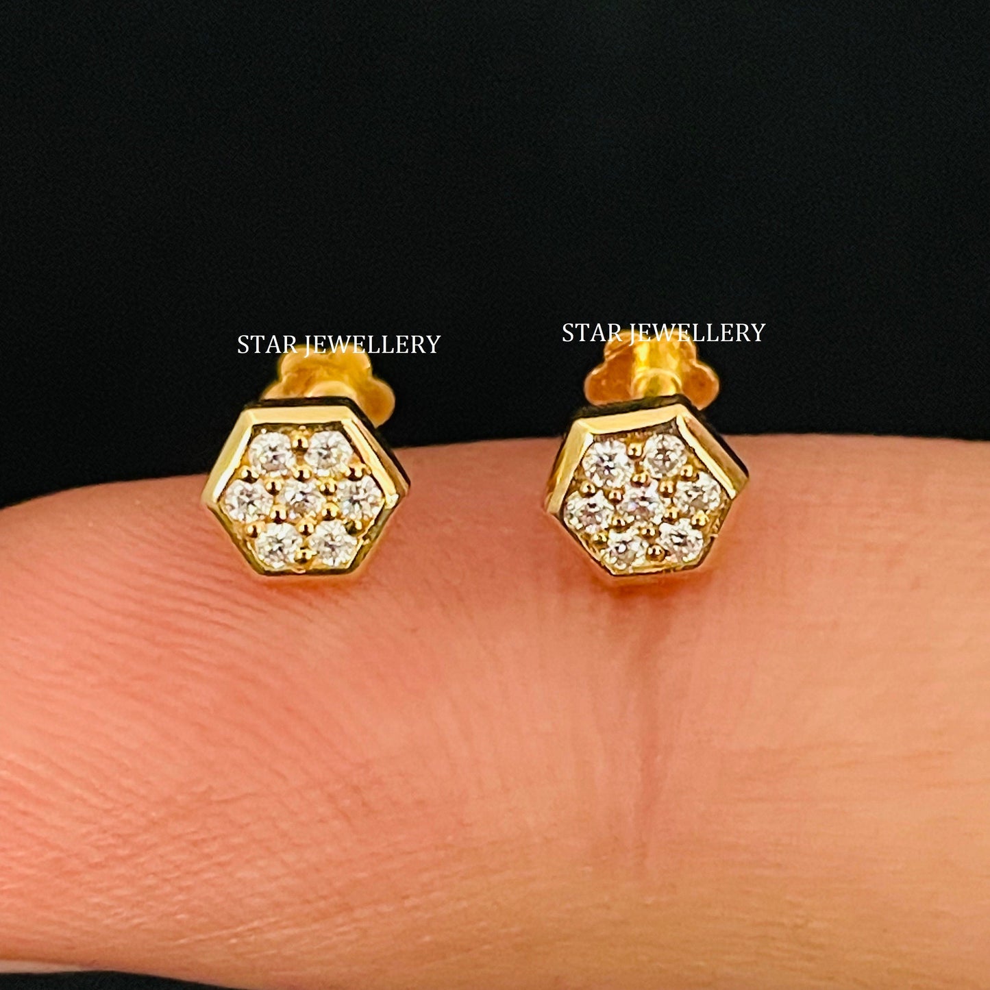 Lab Grown Diamond Cluster Hexagon Stud for Nose Ear Piercing