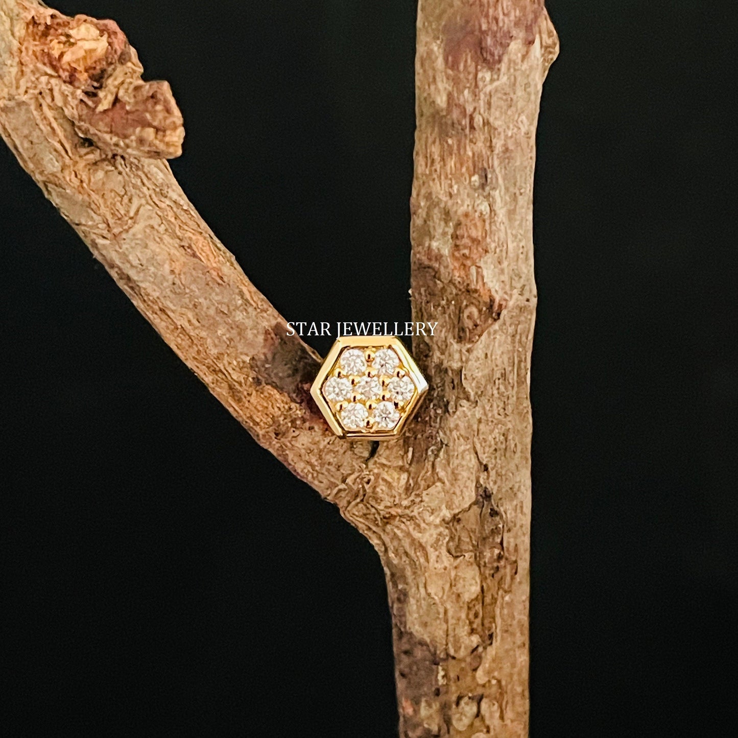 Lab Grown Diamond Cluster Hexagon Stud for Nose Ear Piercing