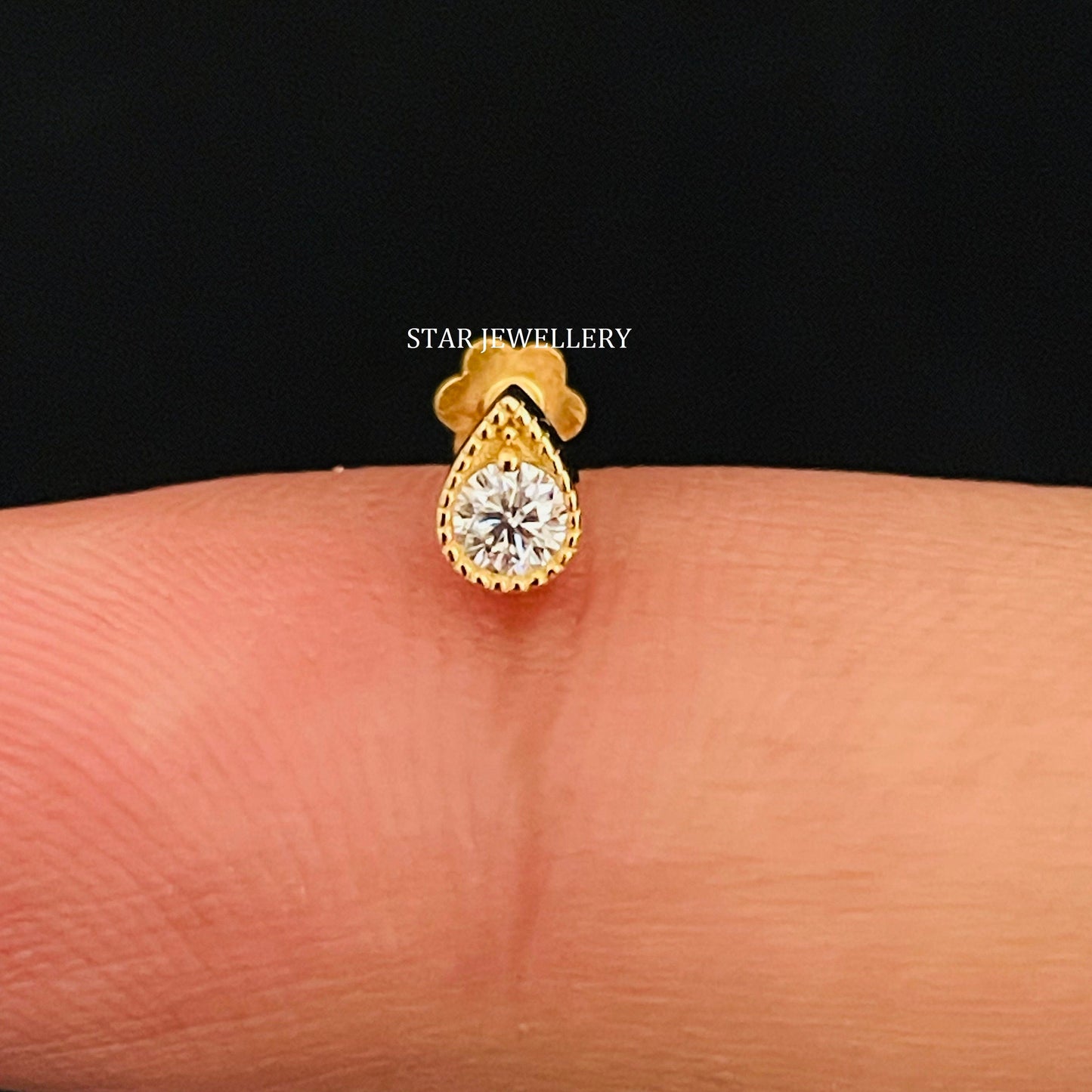 Lab Grown Diamond Mono Stone Pear Stud for Nose & Ear piercing