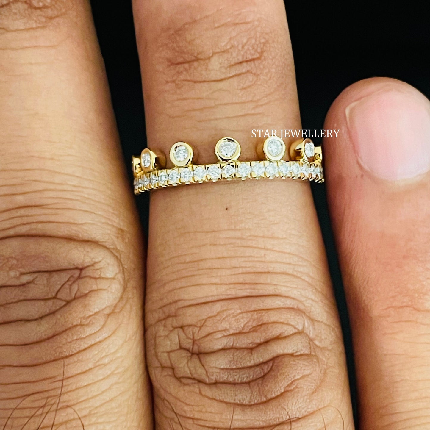 Multi Stone Bezel Set LAB Diamond 14K Gold Ring