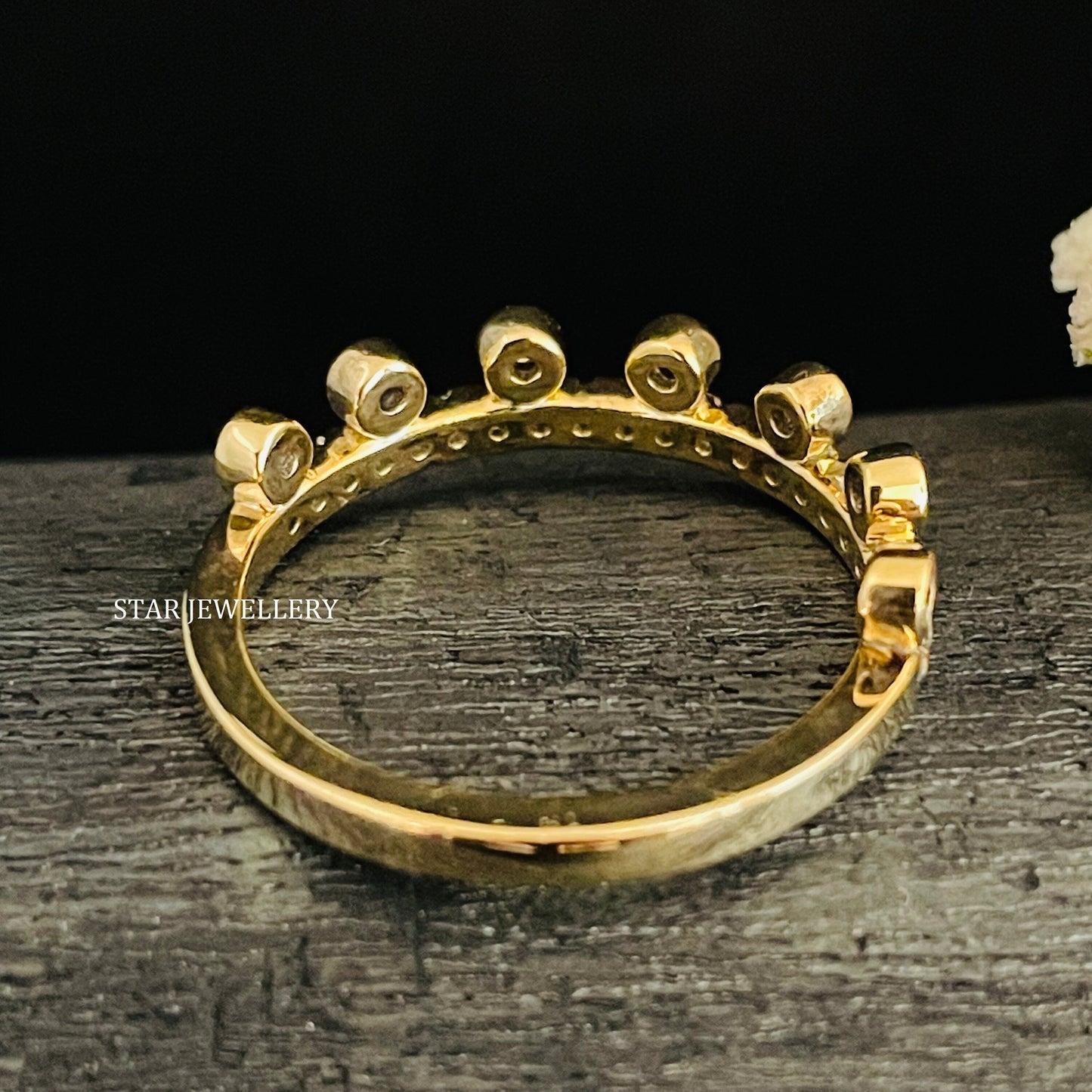 Multi Stone Bezel Set LAB Diamond 14K Gold Ring