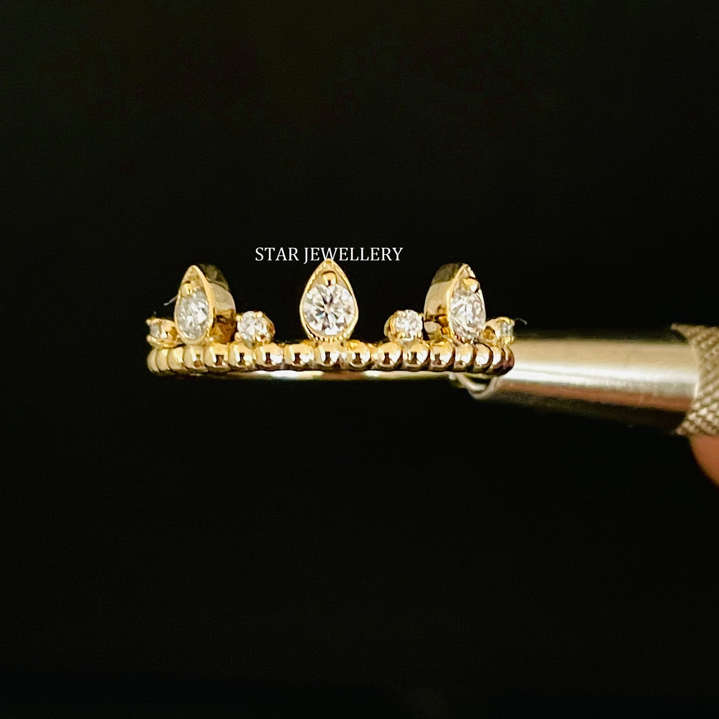 14K Solid Gold Stackable Natural Diamond Wedding Ring