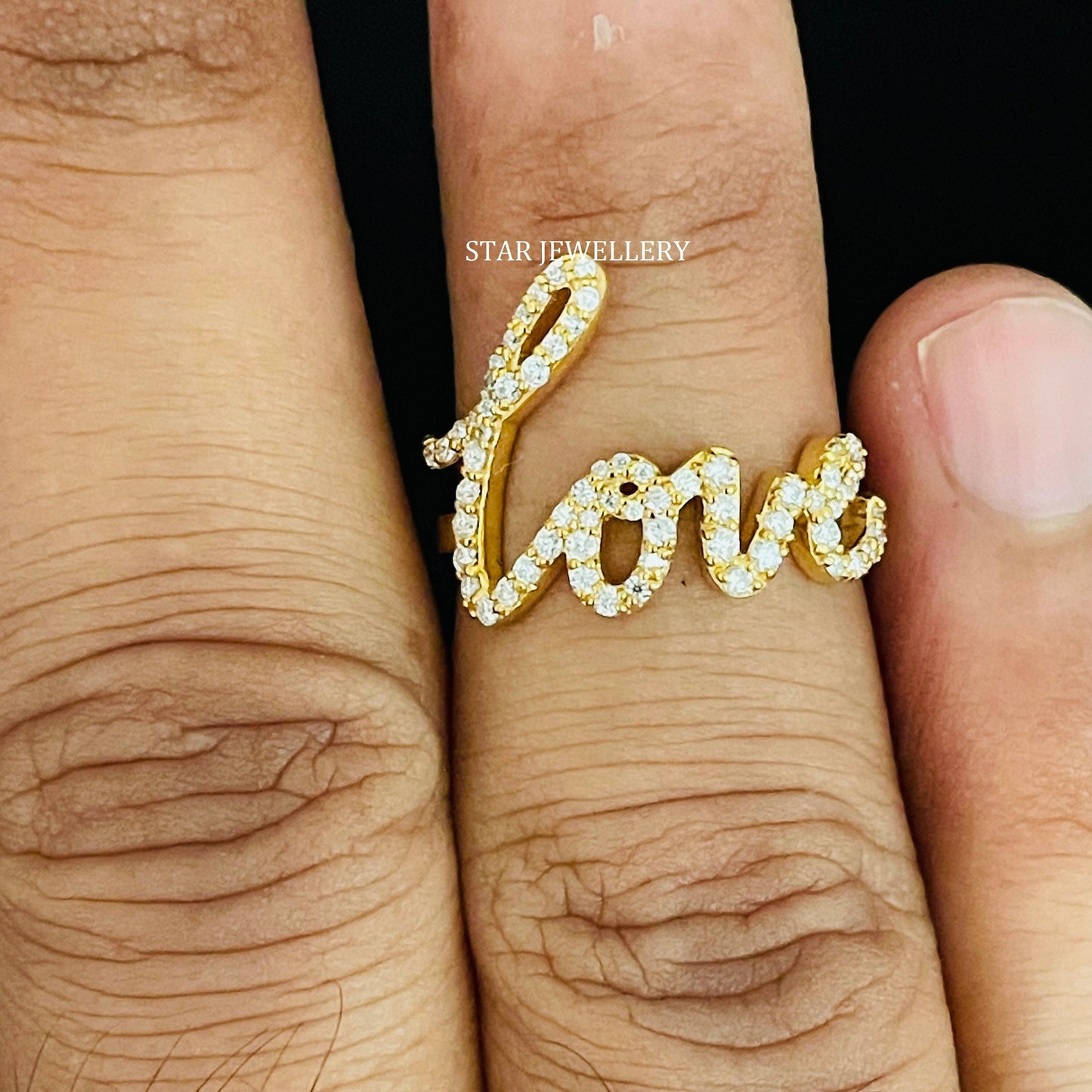 Natural Diamond LOVE Ring