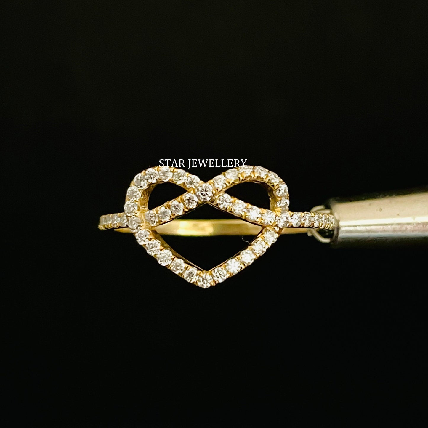 Solid Gold LAB Diamond Infinity Heart Ring