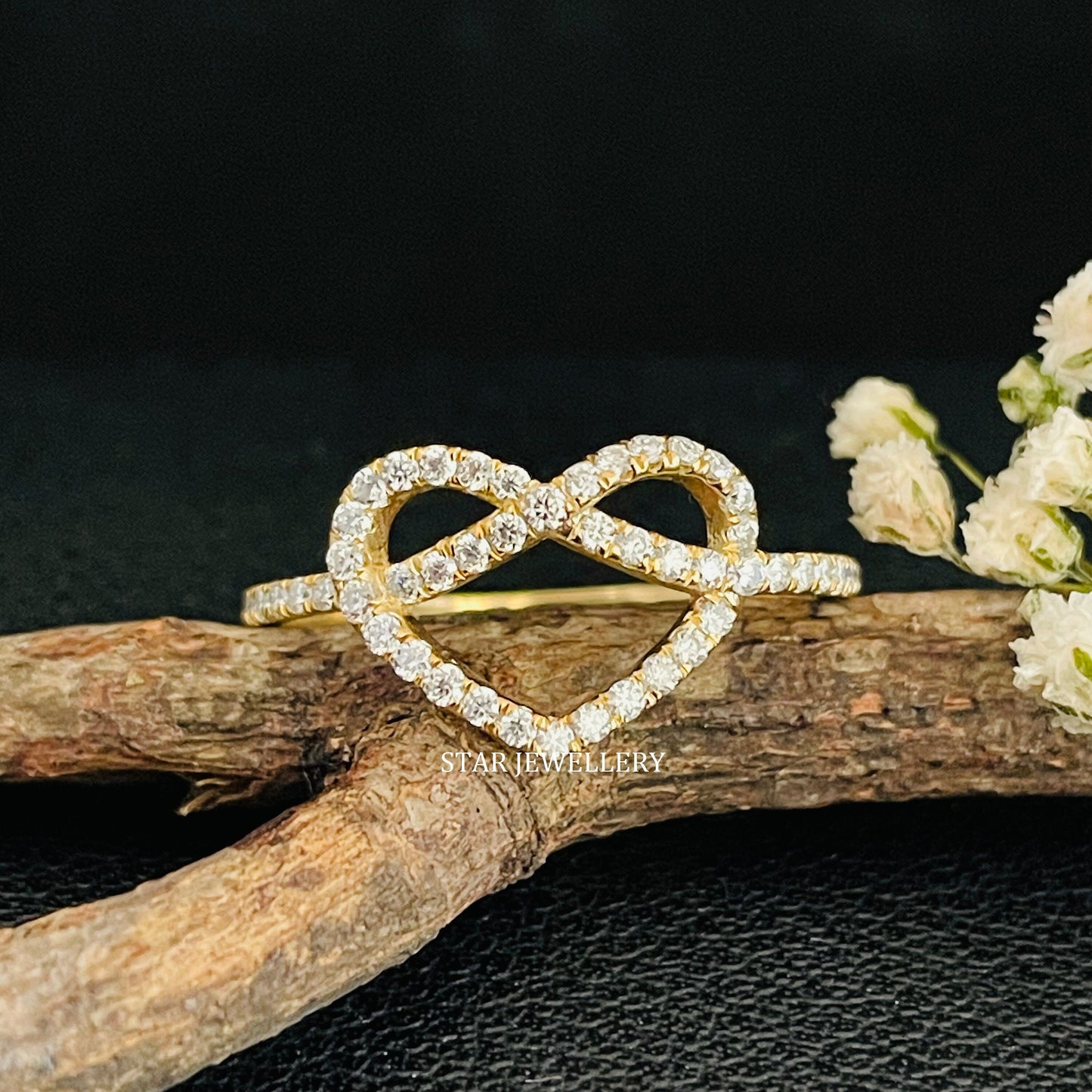 Solid Gold LAB Diamond Infinity Heart Ring