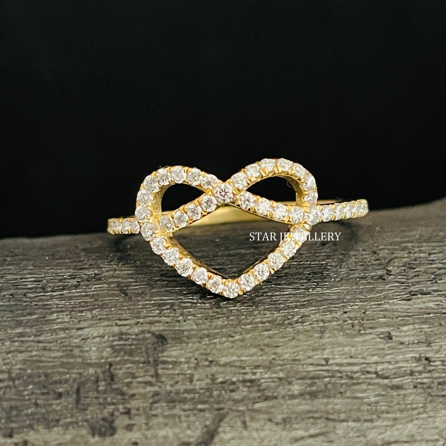 Solid Gold LAB Diamond Infinity Heart Ring