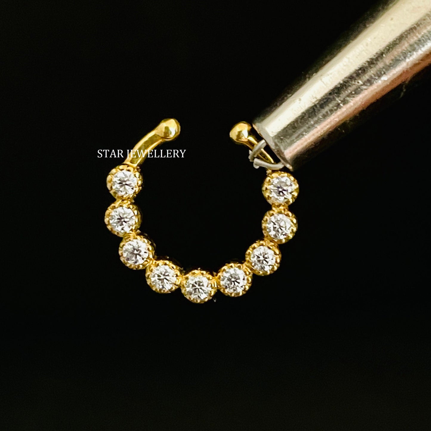 Natural Diamond Miligrain Fake Daith Piercing