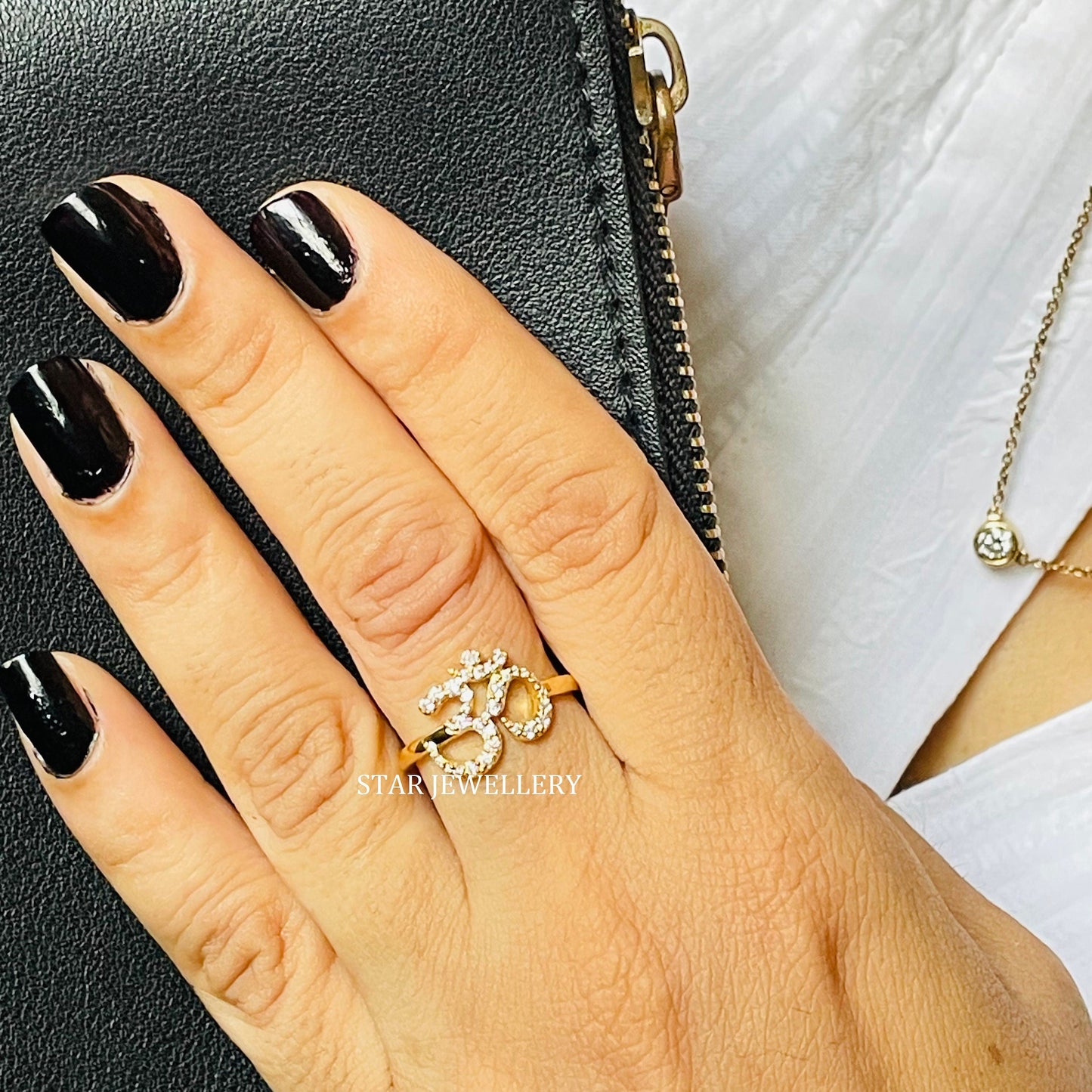Solid Gold LAB Diamond OM Ring