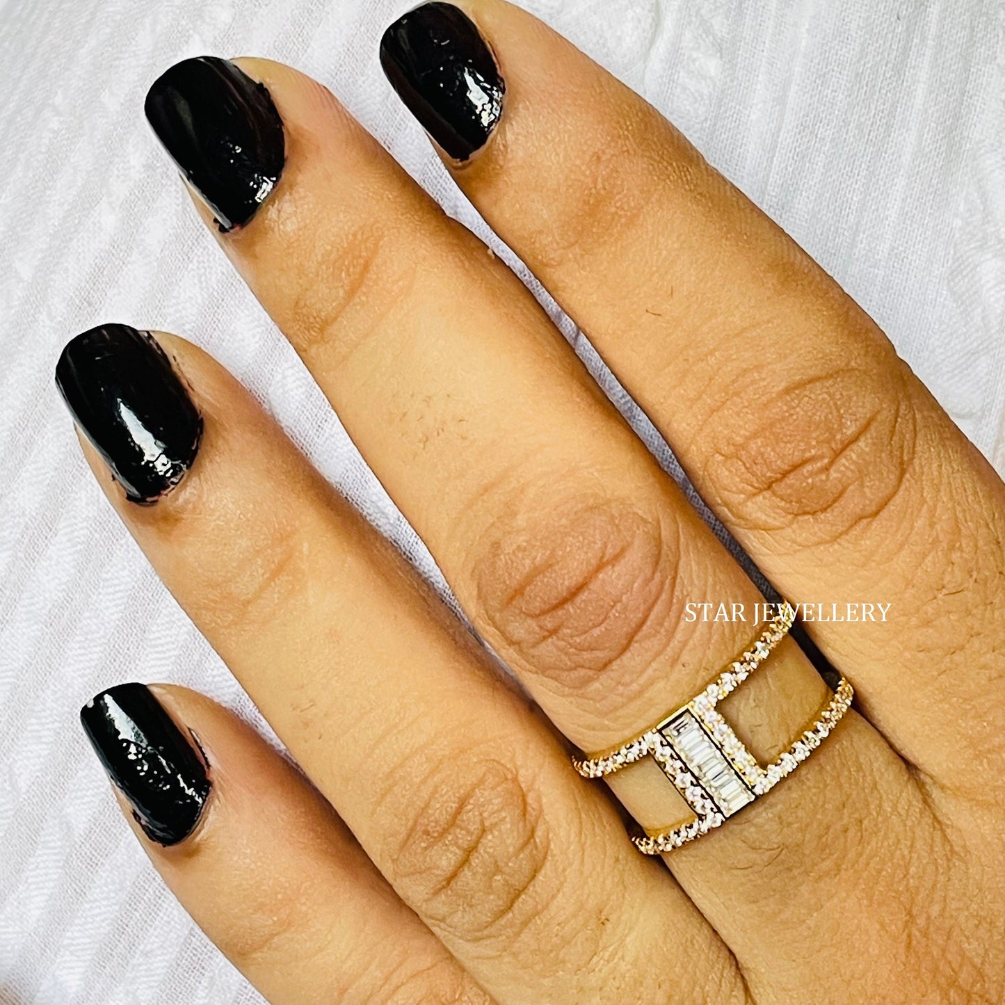 Baguette Lab Diamond Dual Band Ring