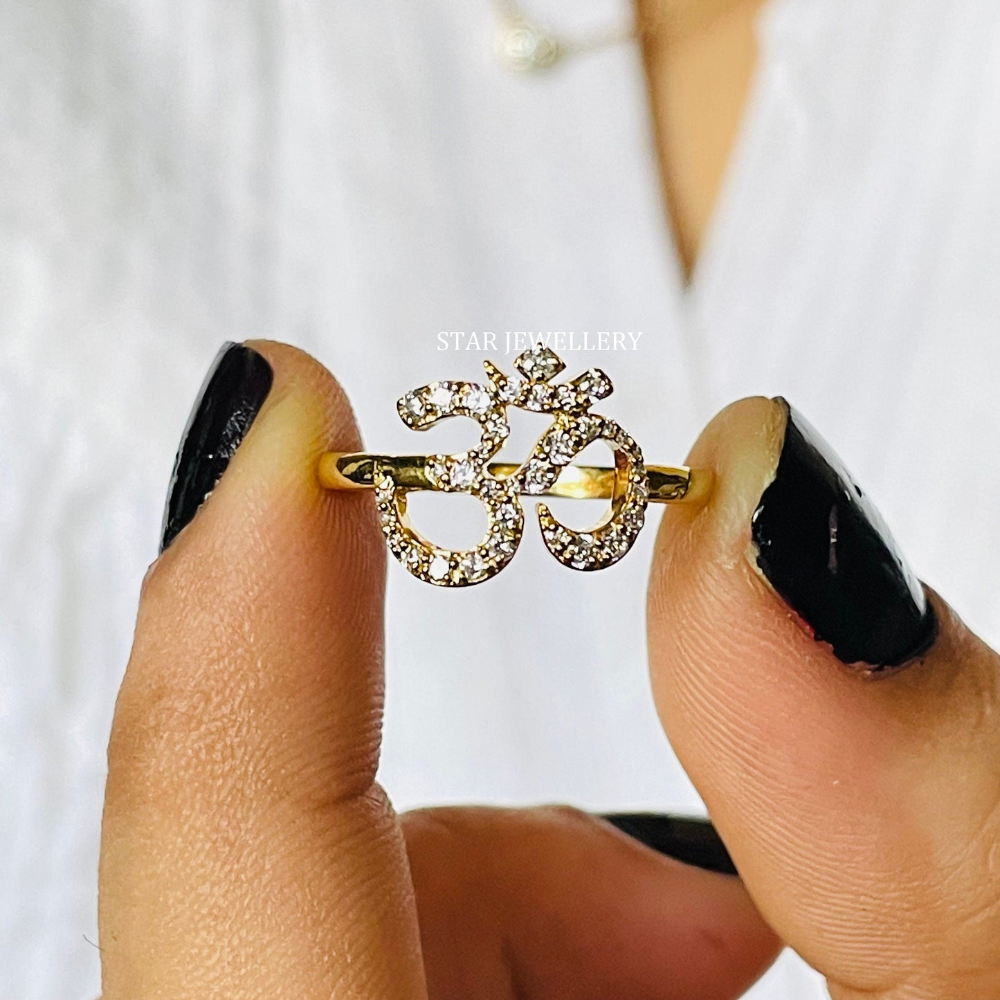 Solid Gold LAB Diamond OM Ring