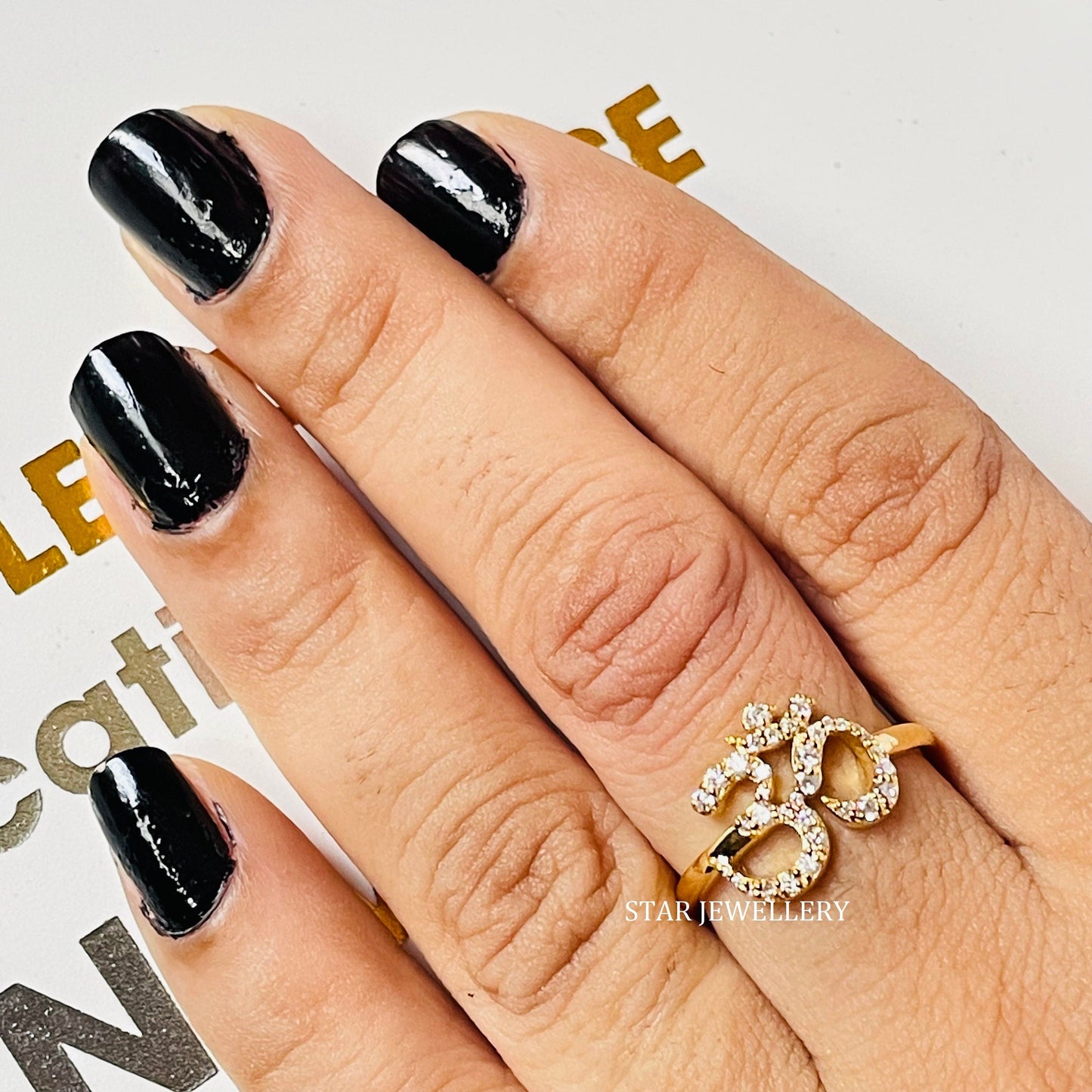 Solid Gold LAB Diamond OM Ring