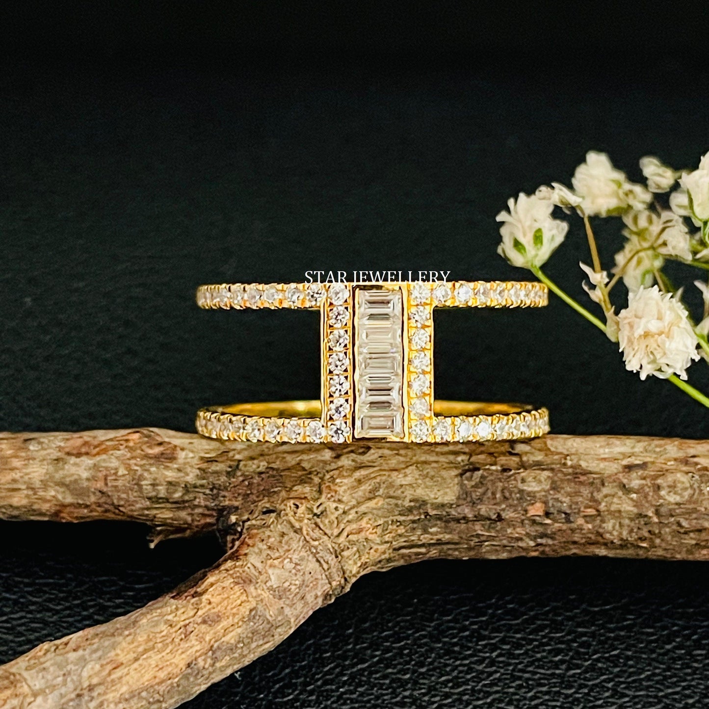 Baguette Lab Diamond Dual Band Ring
