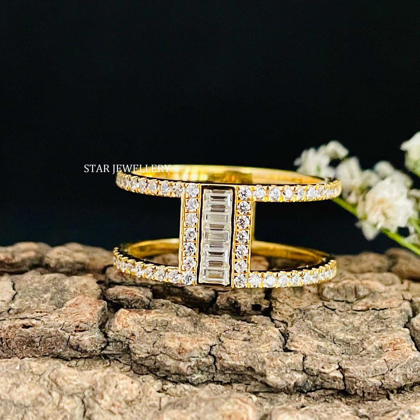 Baguette Lab Diamond Dual Band Ring