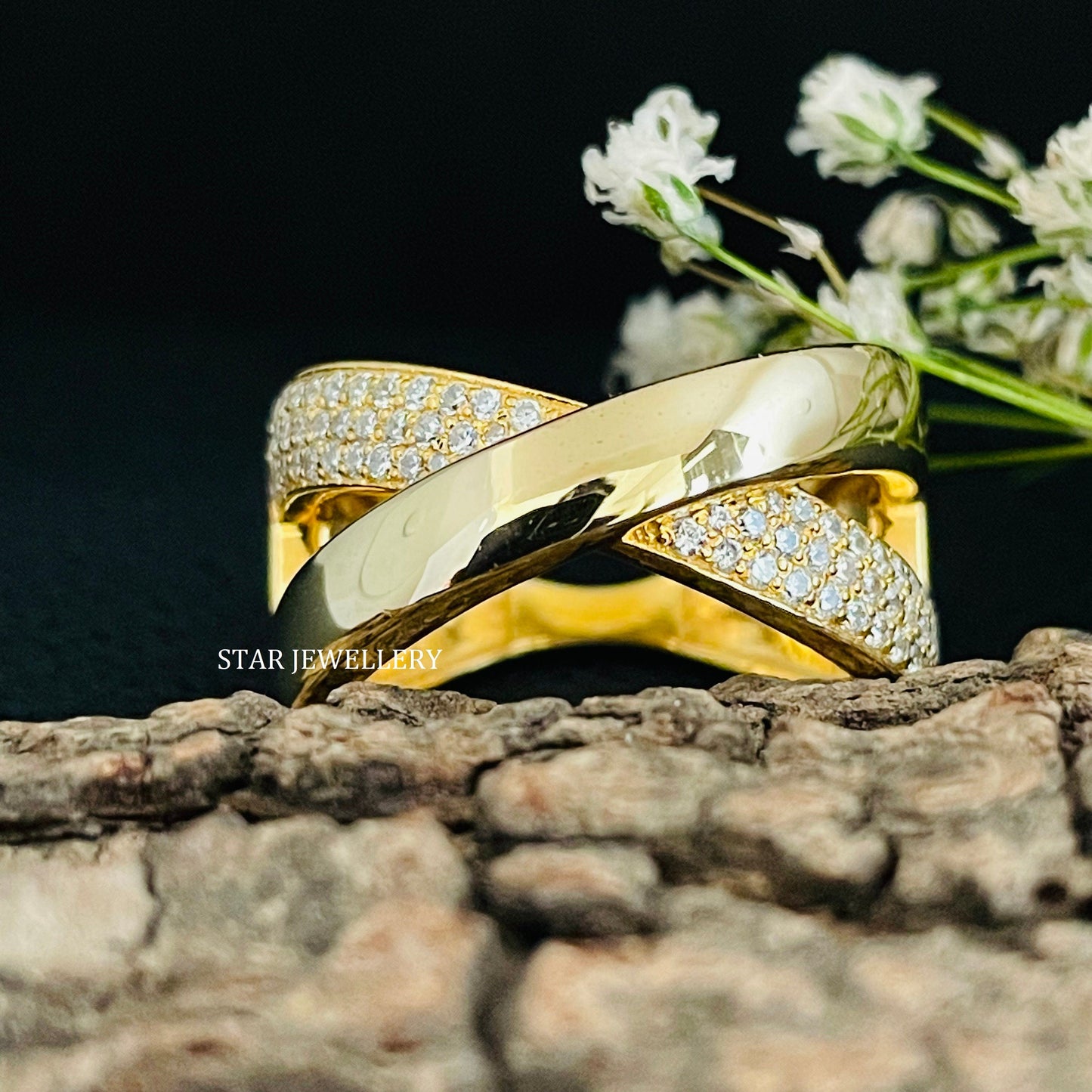 Lab Diamond Criss Cross Diamond Twist Ring