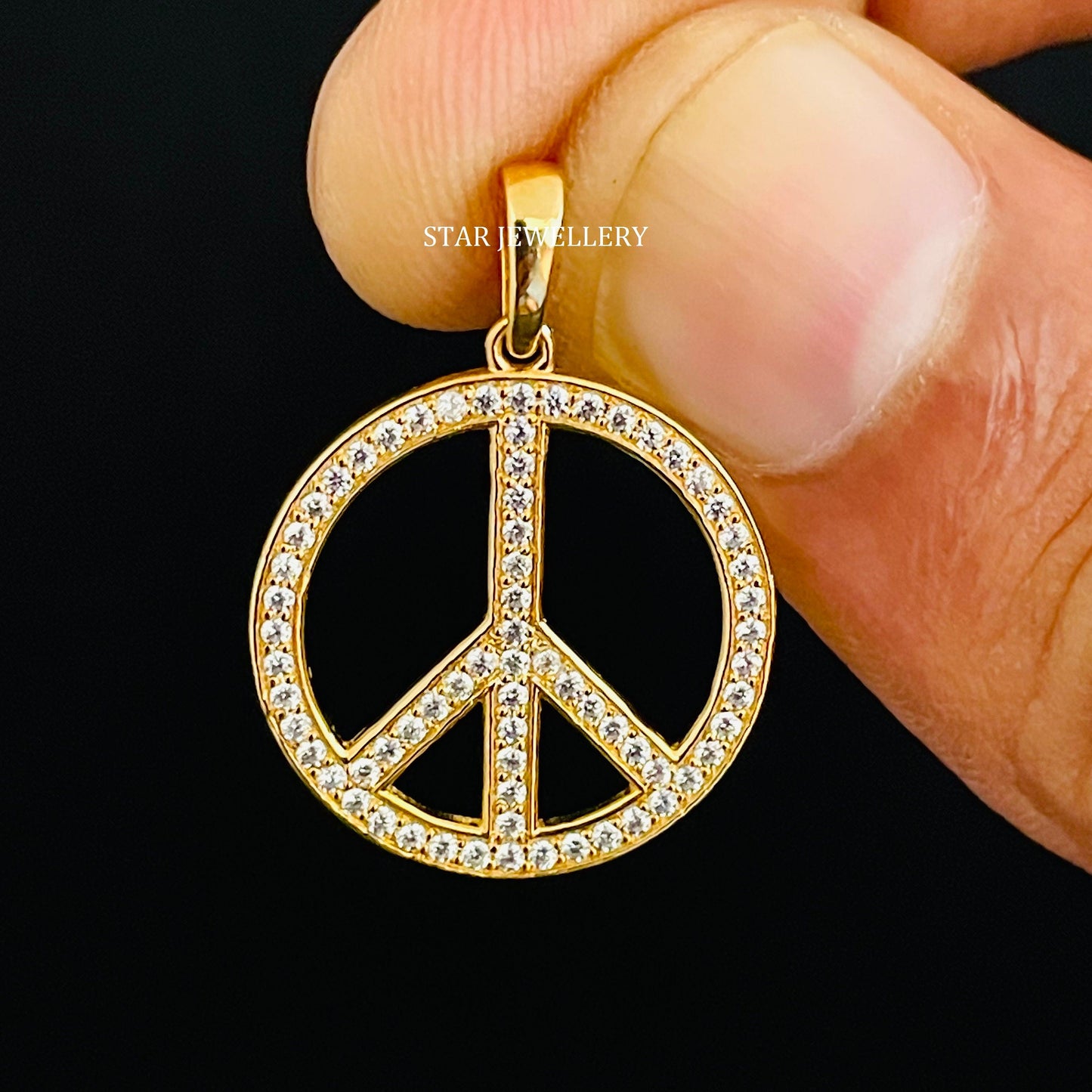 Solid Gold Peace Pendant with Natural Diamonds