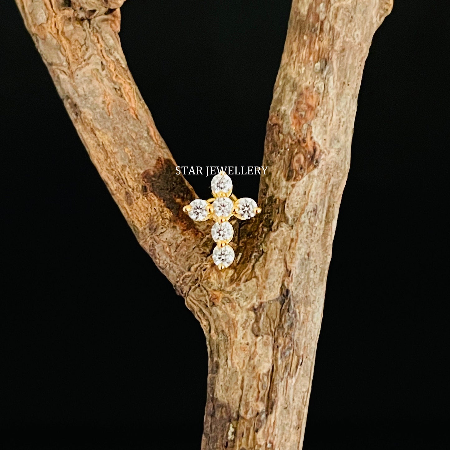 Lab Grown Diamond Cross Ear Piercing