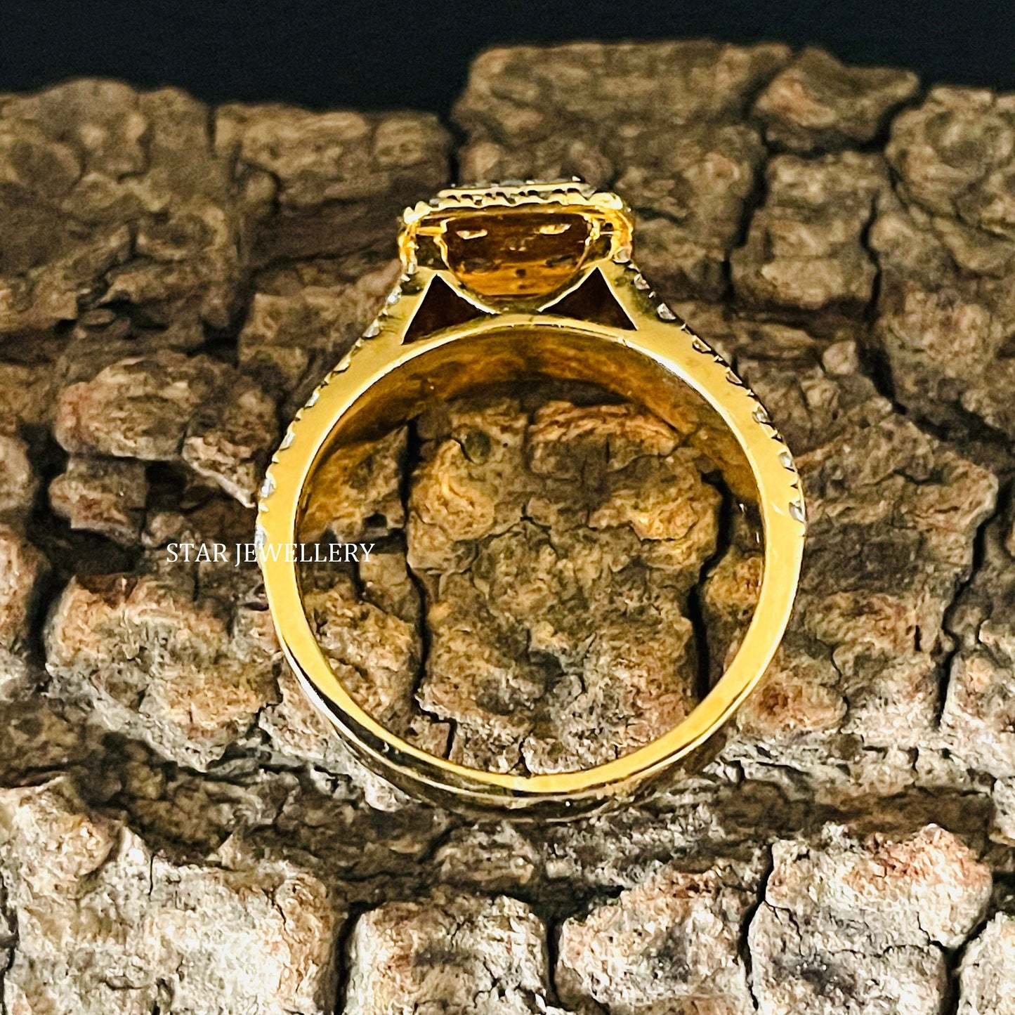 Square LAB Diamond Cluster Halo Engagement Ring with 14K Solid Gold