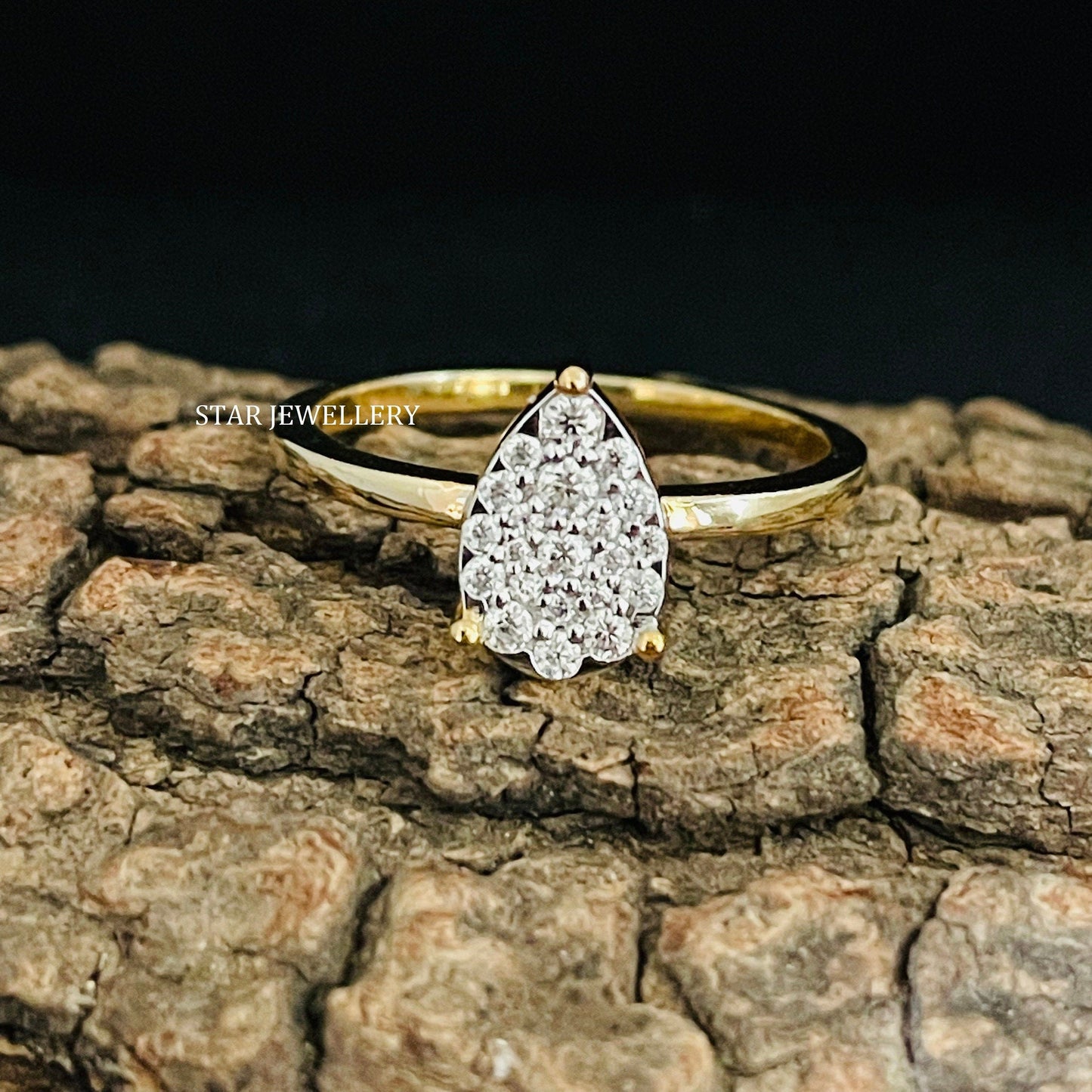 Pear Shape Lab Diamond Cluster Wedding Proposal Ring