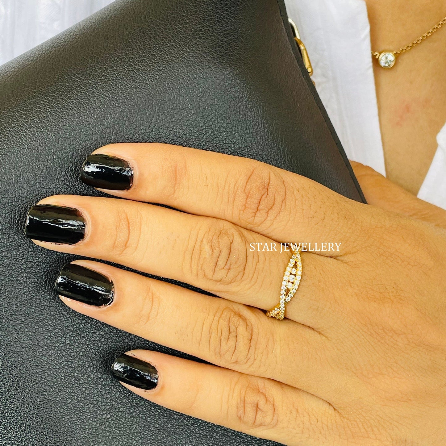 14K Gold Thin Eternity Infinity Wedding Band Ring