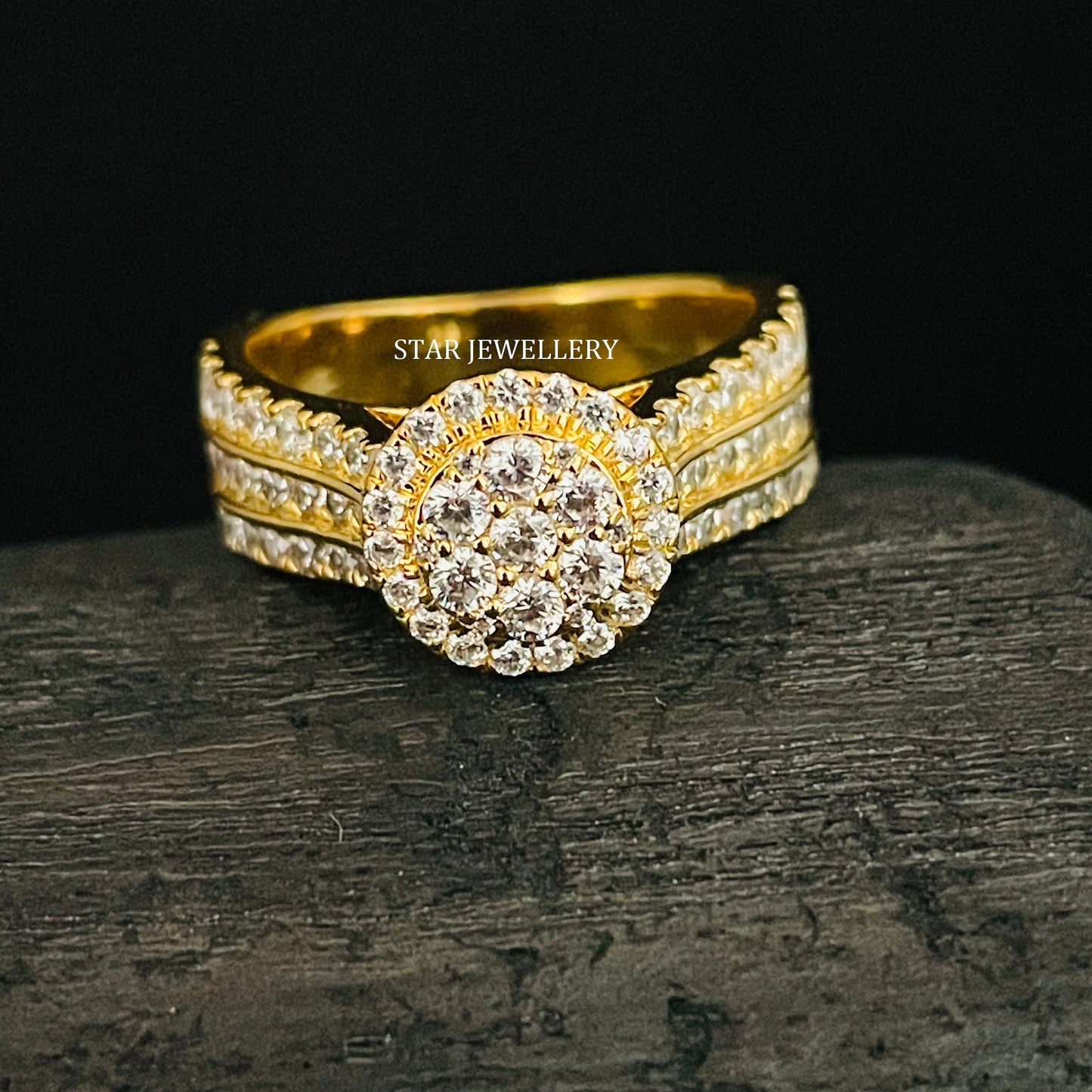 Lab Grown Diamond Cluster Halo Engagement Ring with 14K Solid Gold