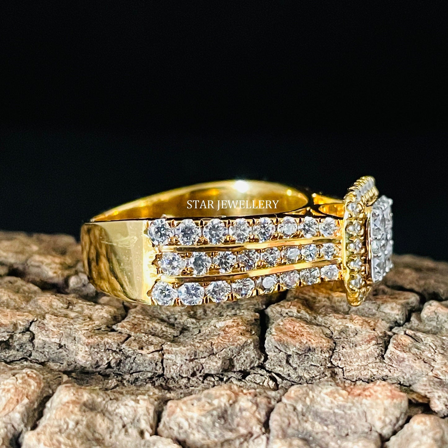 Square LAB Diamond Cluster Halo Engagement Ring with 14K Solid Gold