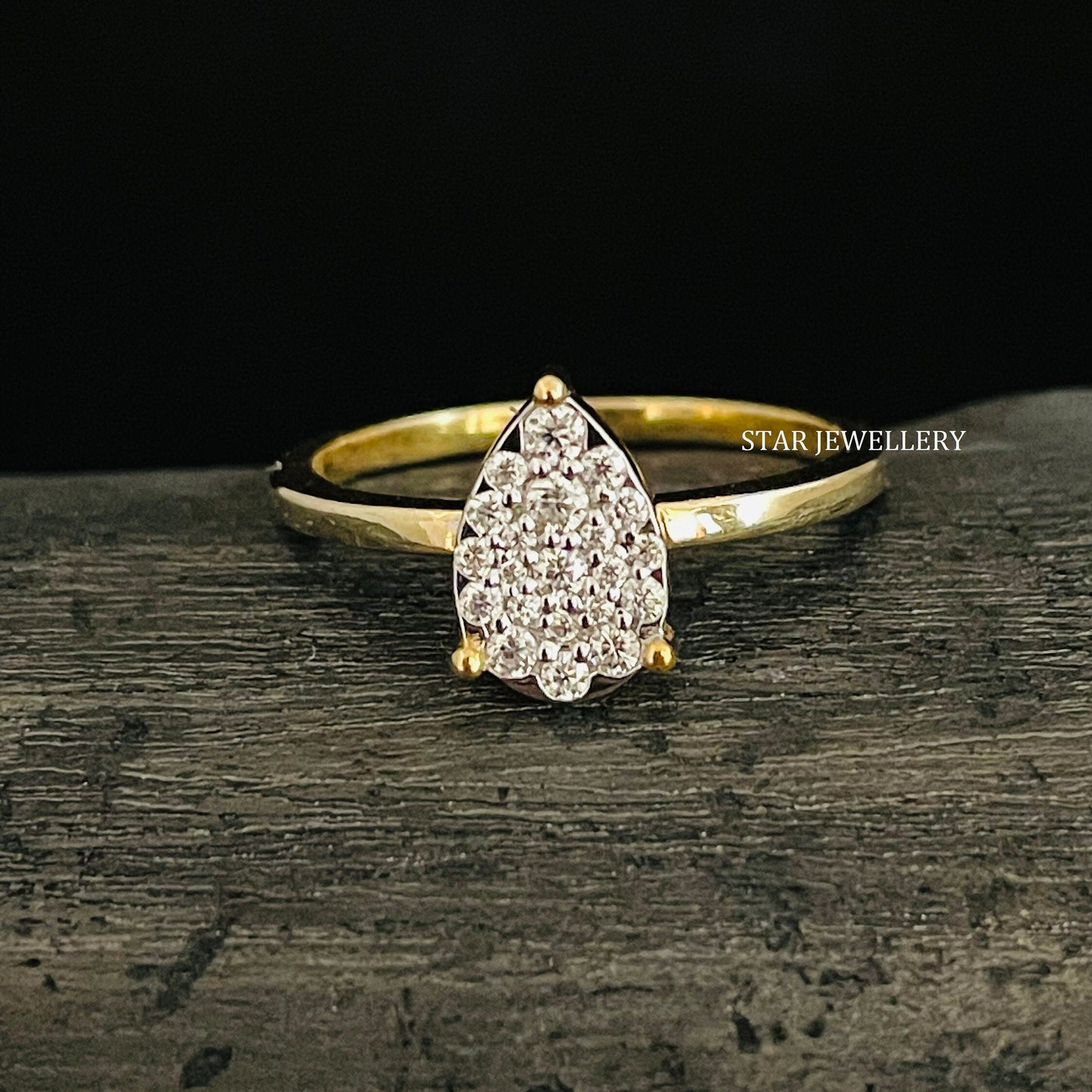 Pear Shape Lab Diamond Cluster Wedding Proposal Ring