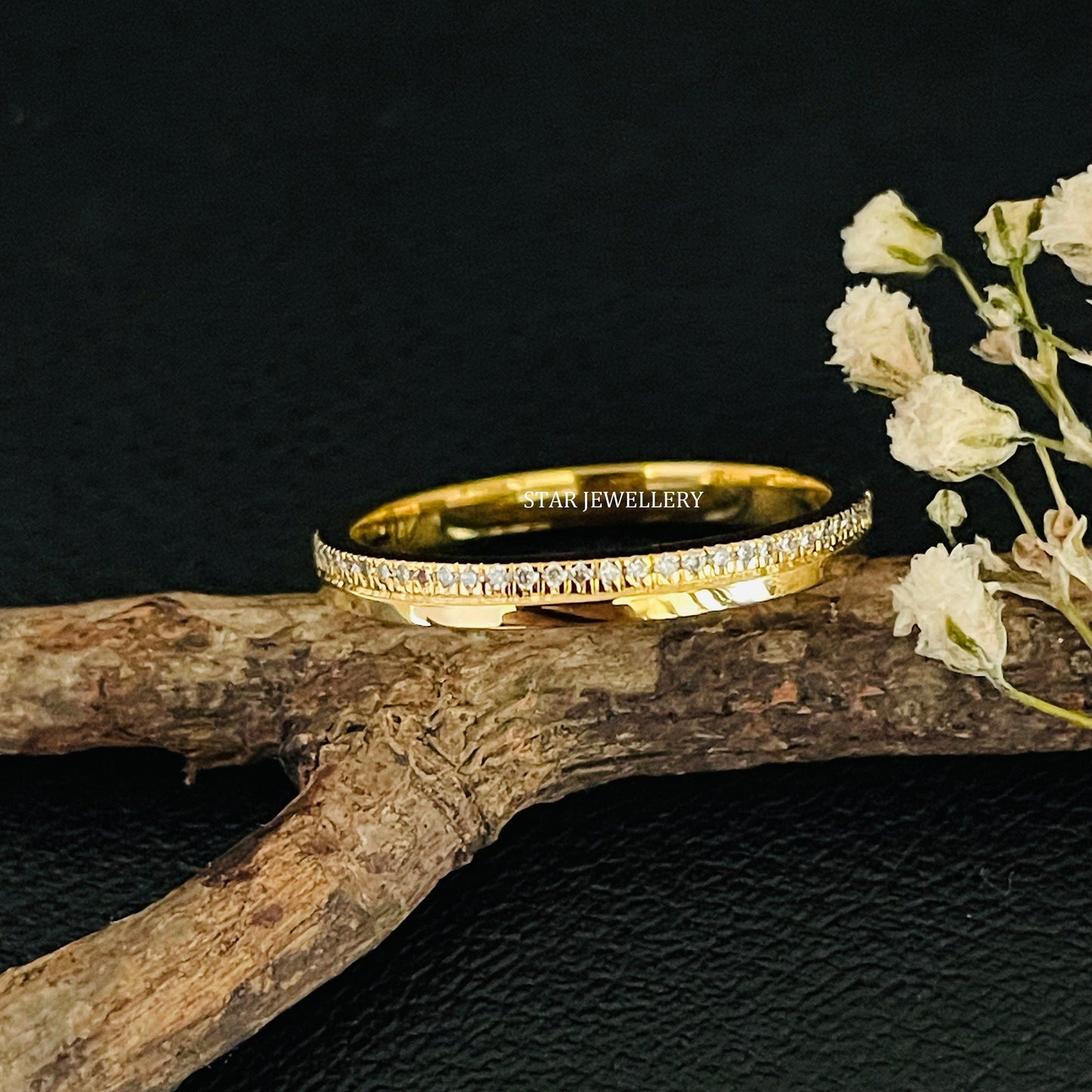 Solid Gold Pave Set Lab Grown Diamond Ring