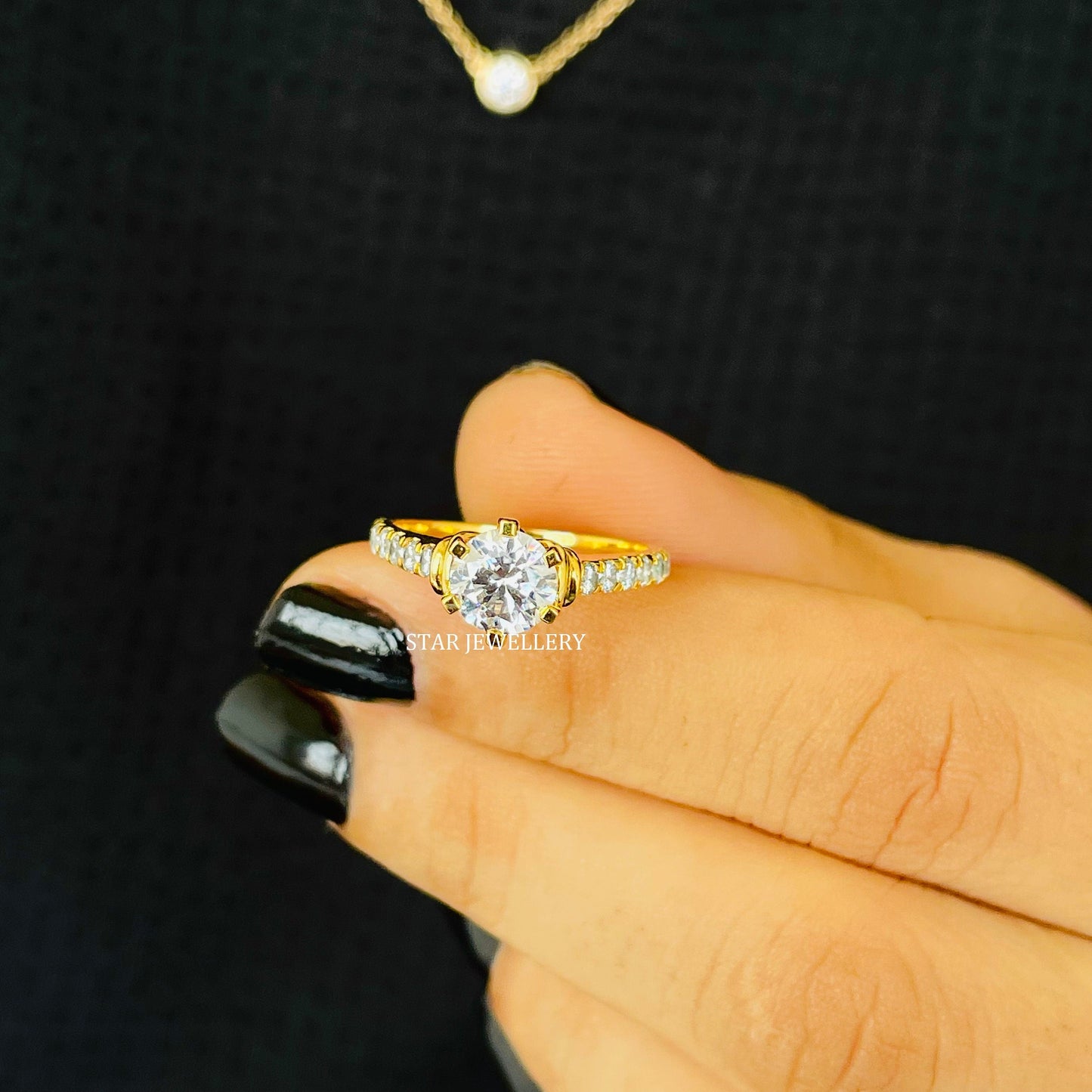 1 Ct CVD Diamond Solitaire Engagement Cathedral Shank Ring