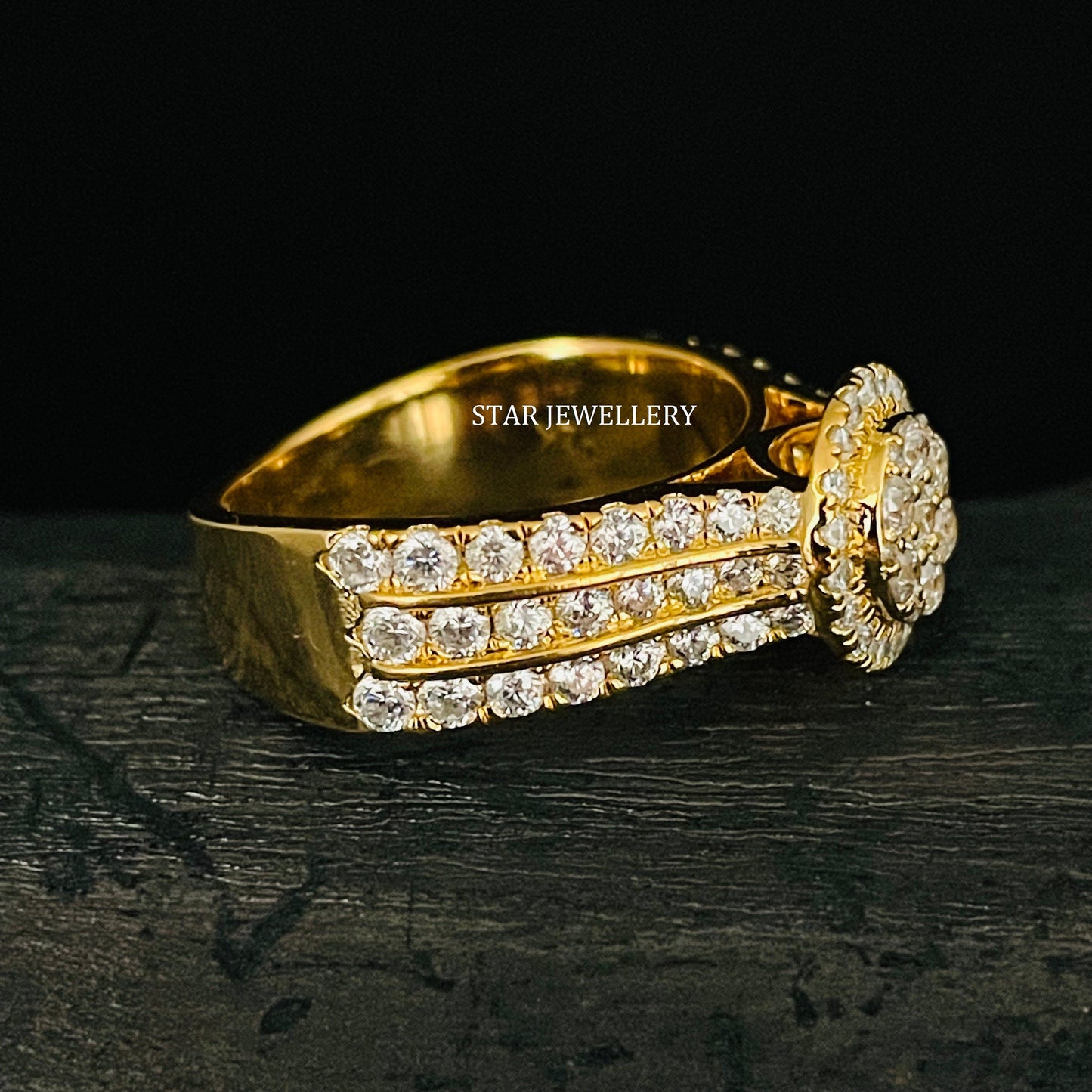 Lab Grown Diamond Cluster Halo Engagement Ring with 14K Solid Gold