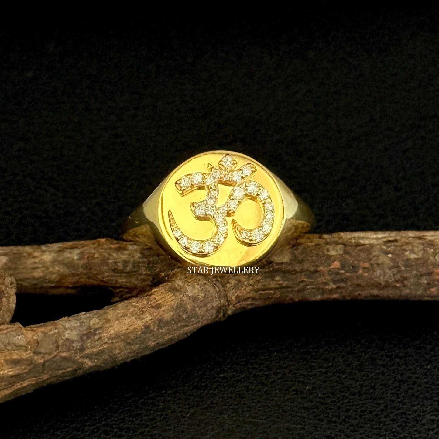 LAB Diamond Signet OM Yoga Ring
