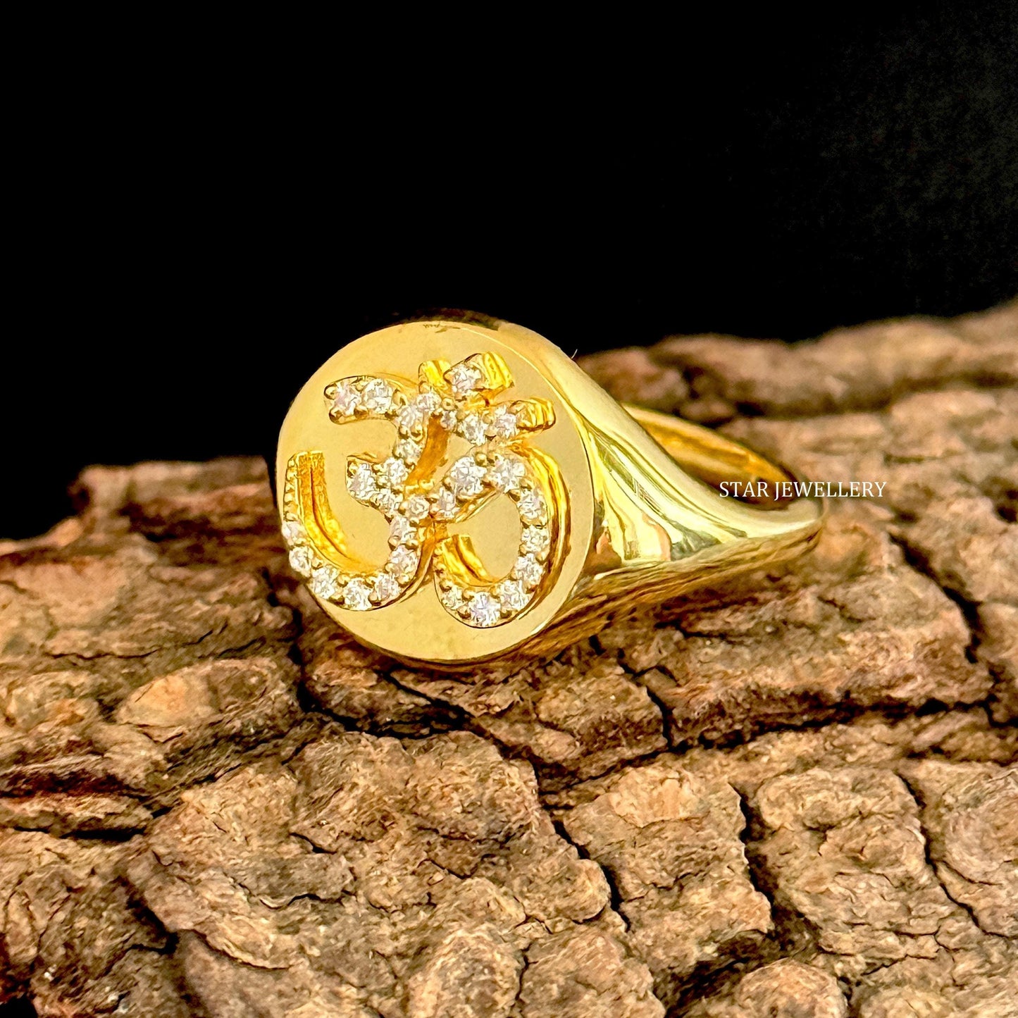 LAB Diamond Signet OM Yoga Ring