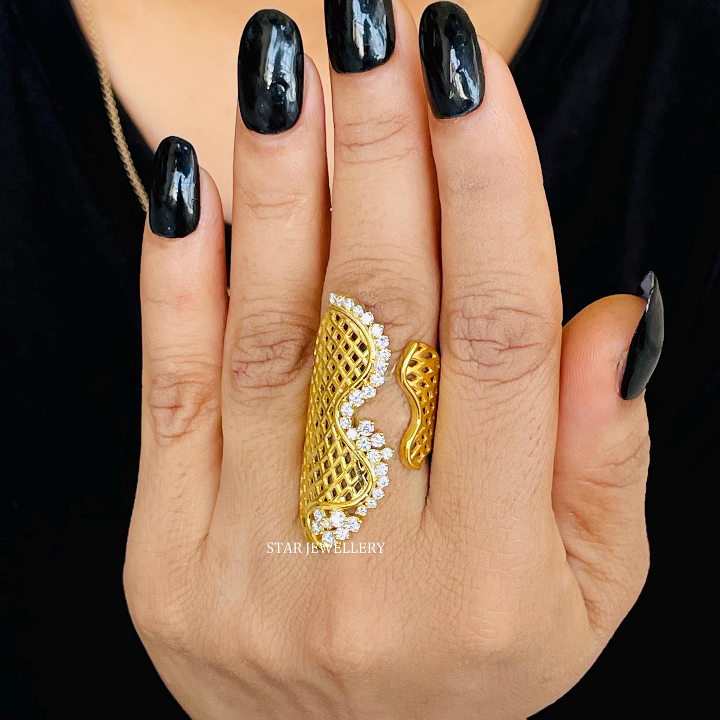 14K Solid Gold Unique Designer LAB Diamond Ring