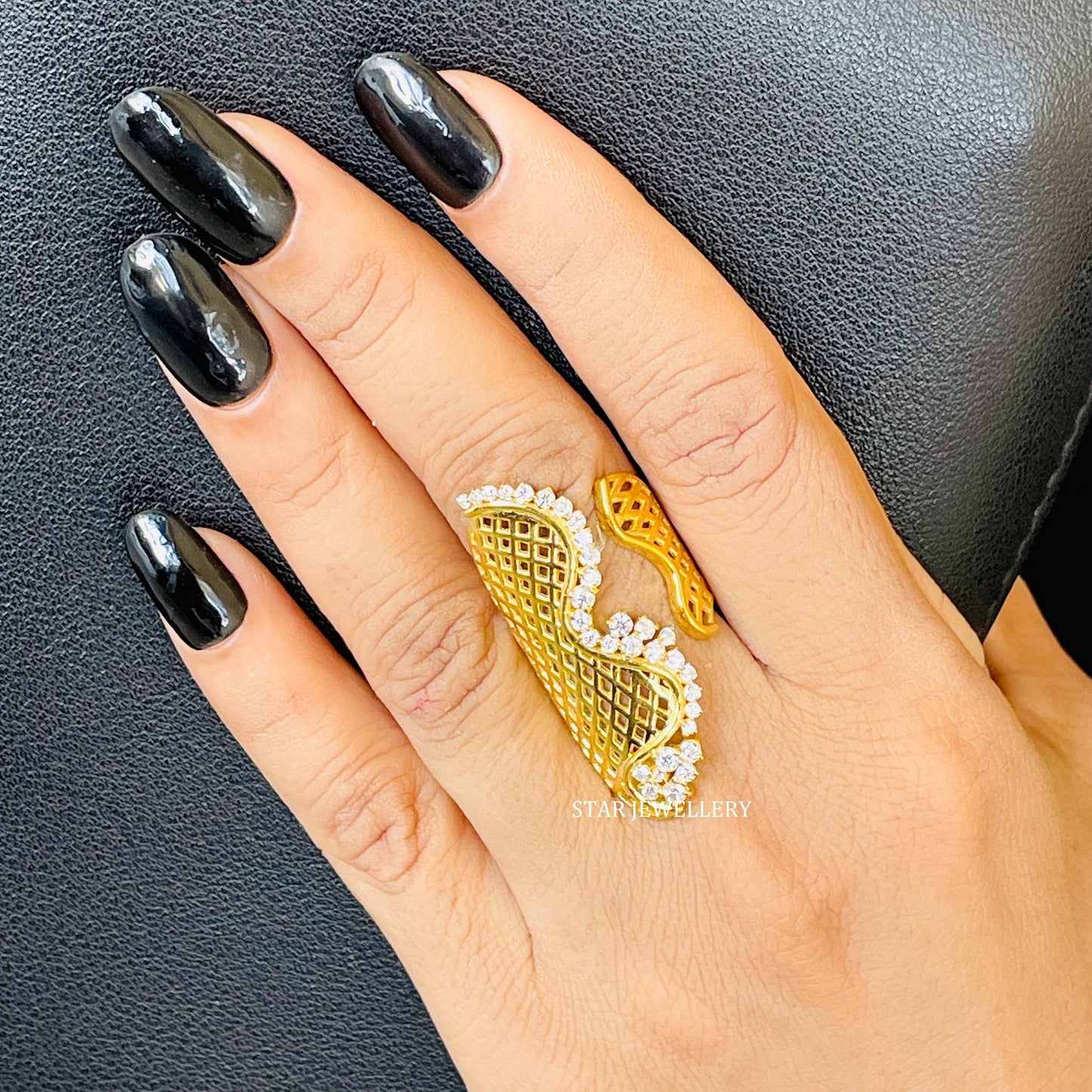 14K Solid Gold Unique Designer LAB Diamond Ring