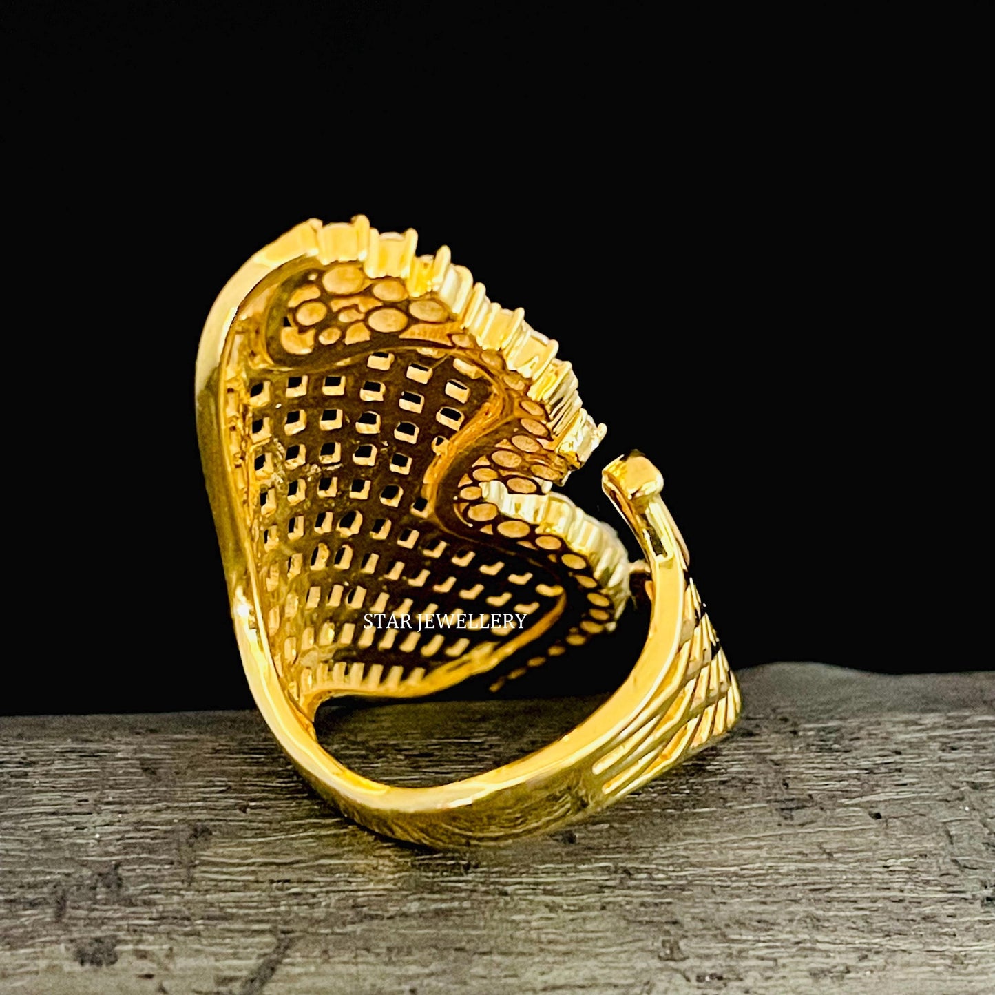 14K Solid Gold Unique Designer LAB Diamond Ring
