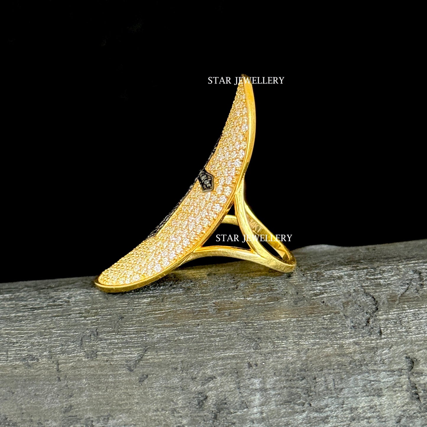 14K Solid Gold Pave Set Diamond Unique Designer Cross Ring