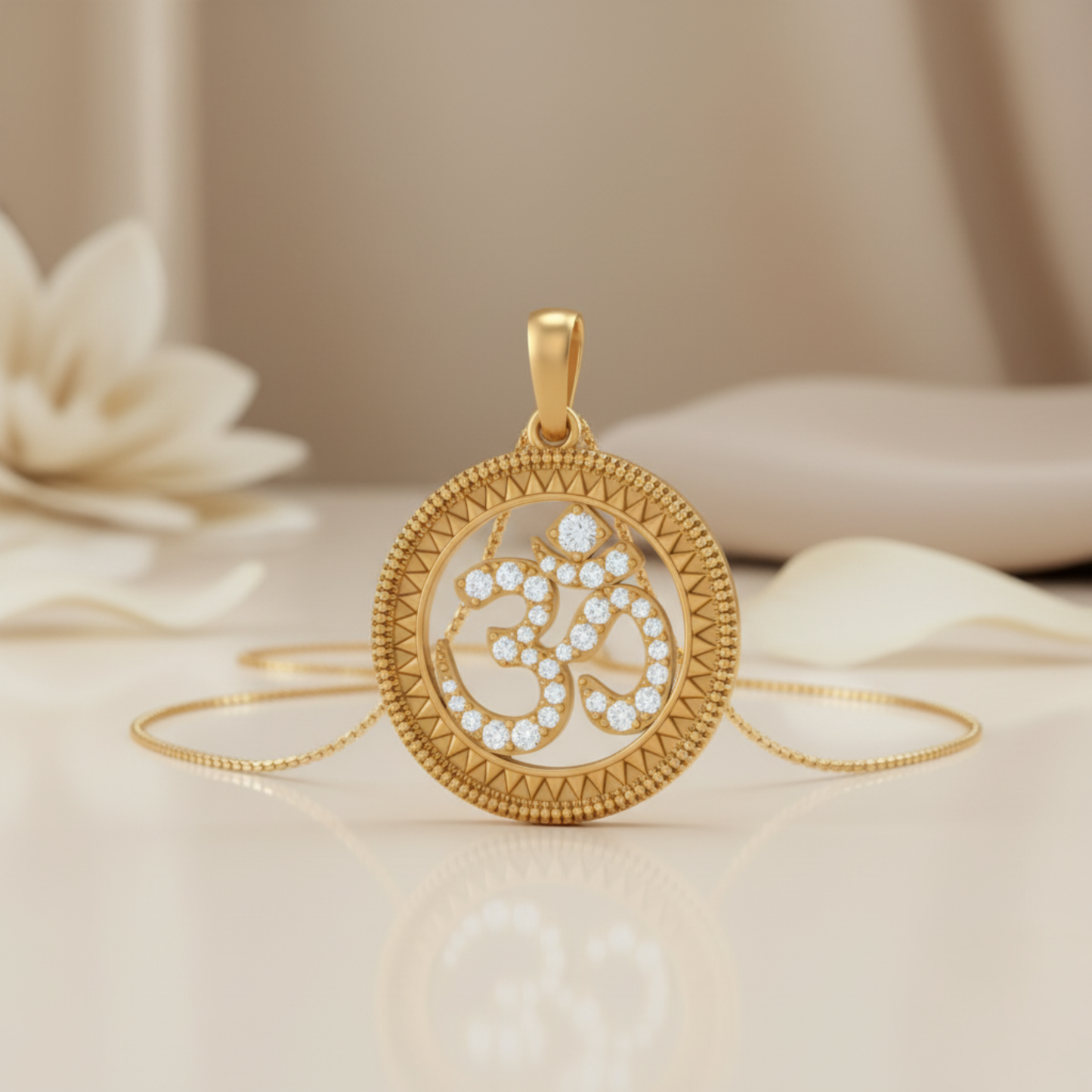 Gold Plated Silver Halo OM Pendant