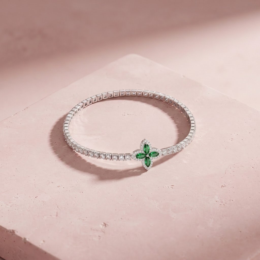 Silver Flora Diamond Bracelet